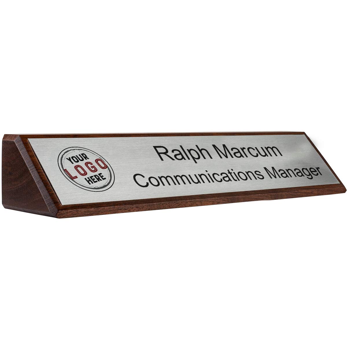 Premium Walnut Wood Desk Wedge - Silver Finish 10x2 Inches - Perfect for Laptop Stand, Monitor Riser & Ergonomic Workspace Setup