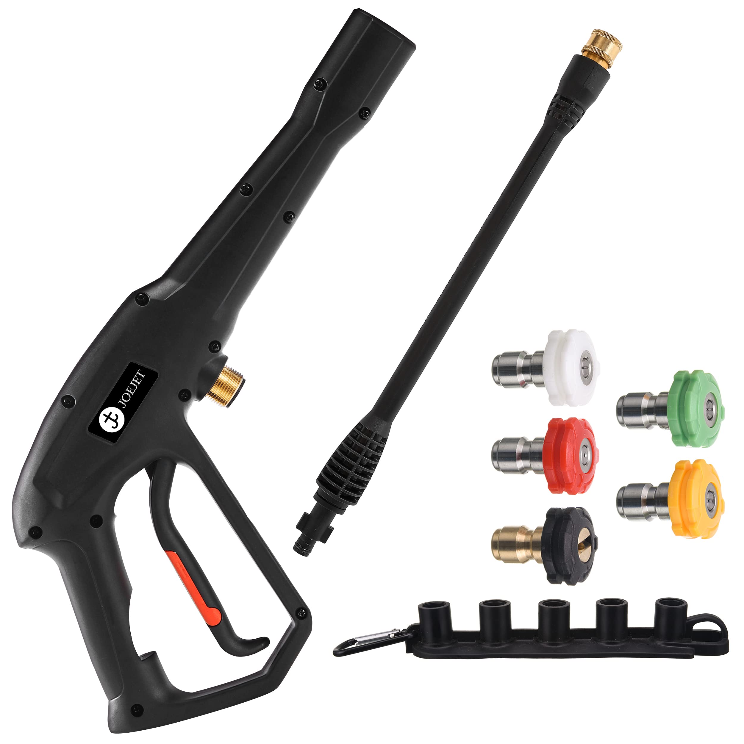 JOEJET High Pressure Washer Gun Replacement with 5 Spray Nozzle Tips & Jet Wand - Compatible with Karcher, Ryobi, Powerstroke Electric Pressure Washers - Perfect for Car Washing, Deck Cleaning, and Outdoor Surface Maintenance