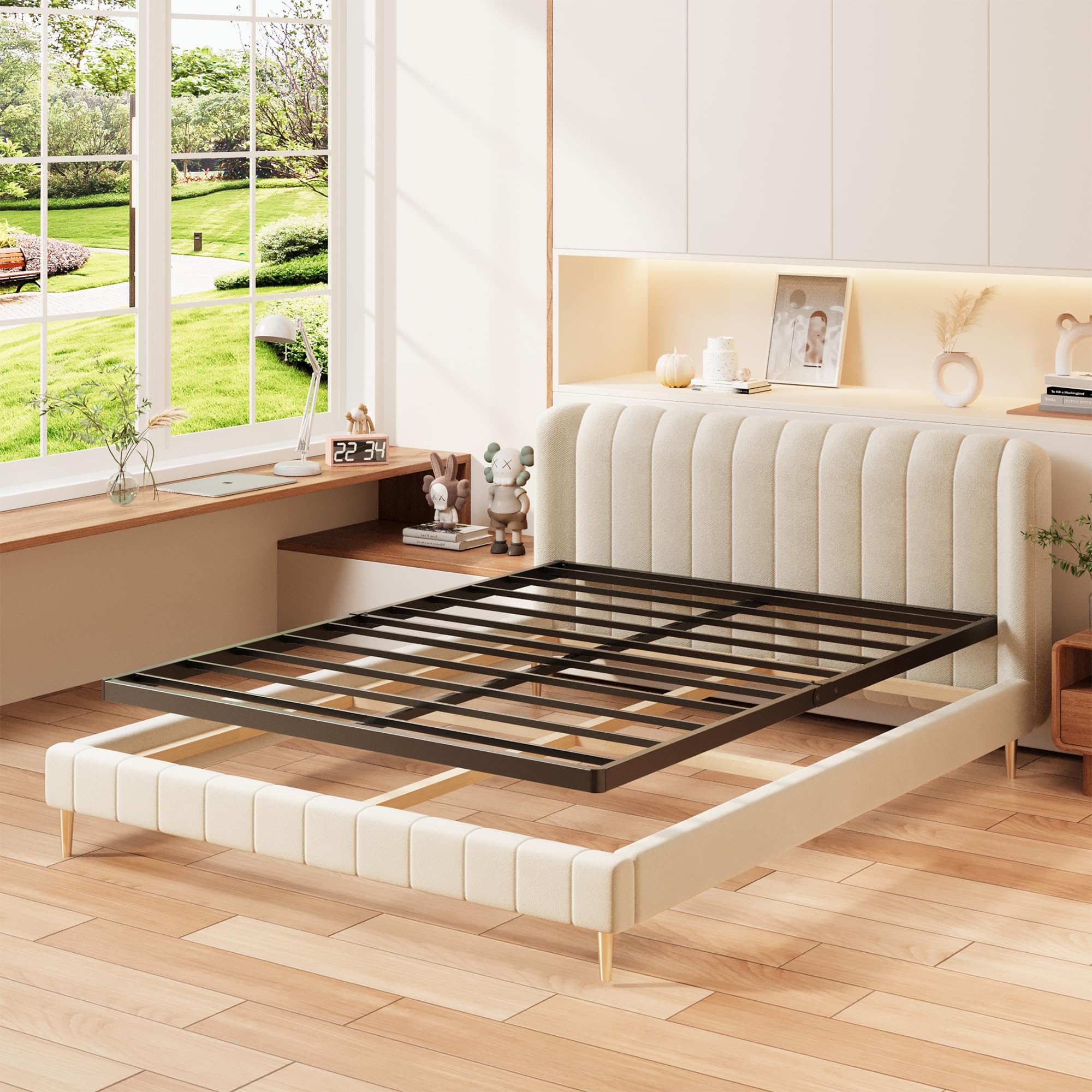 1.6 Inch Heavy Duty Bunkie Board for Queen Bed - Low Profile Metal Box Spring Replacement, Sturdy Mattress Foundation - Easy Assembly, Noise Free, Black - Perfect for Platform Beds, Adjustable Bases & Guest Rooms
