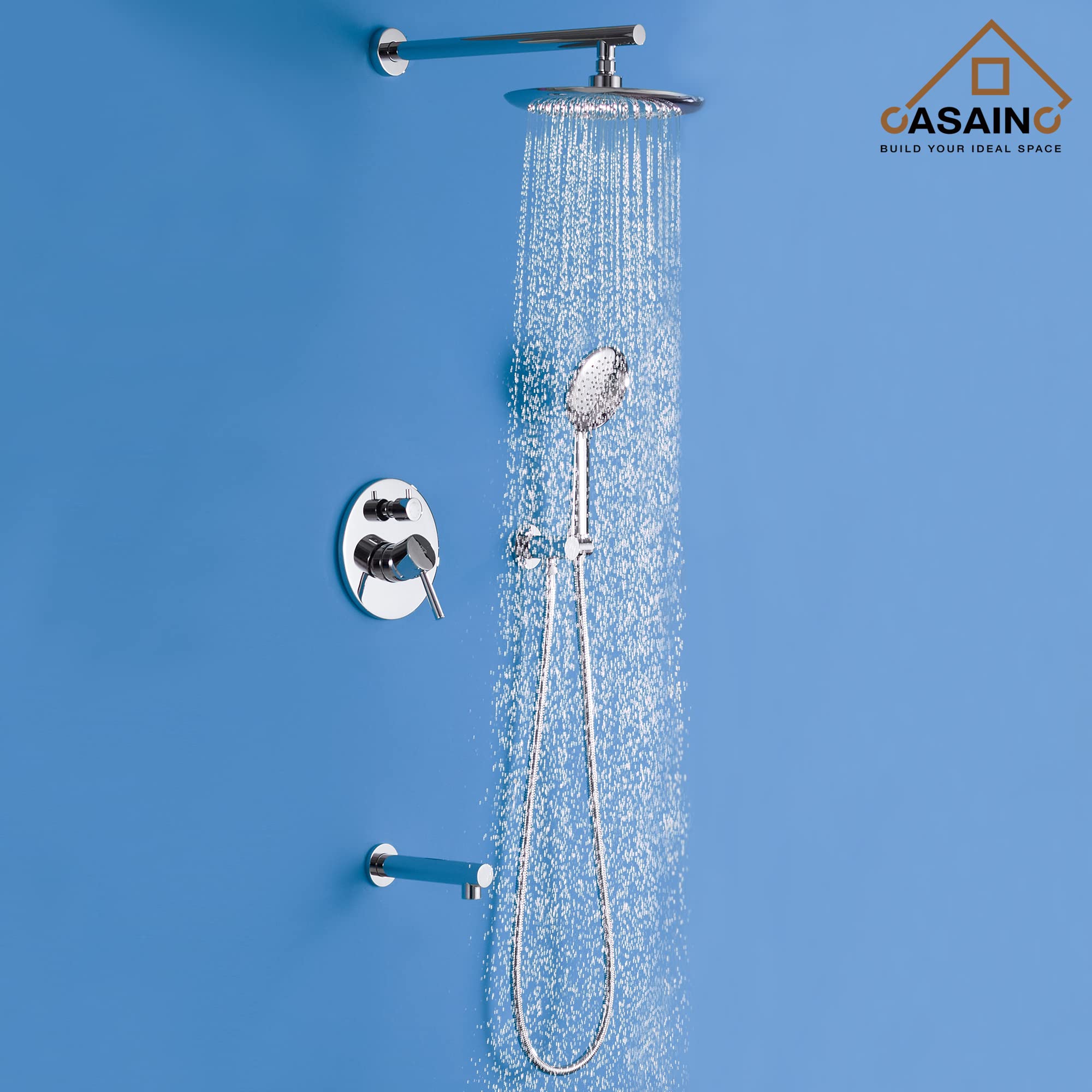 CASAINC Complete Shower System with Tub Spout - 9.5