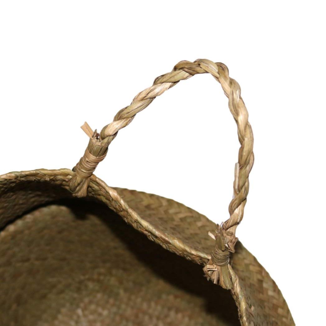 Handmade Seagrass Foldable Woven Basket - Natural Laundry Hamper, Storage Organizer & Plant Pot Cover | Perfect for Nursery, Bathroom & Boho Home Decor