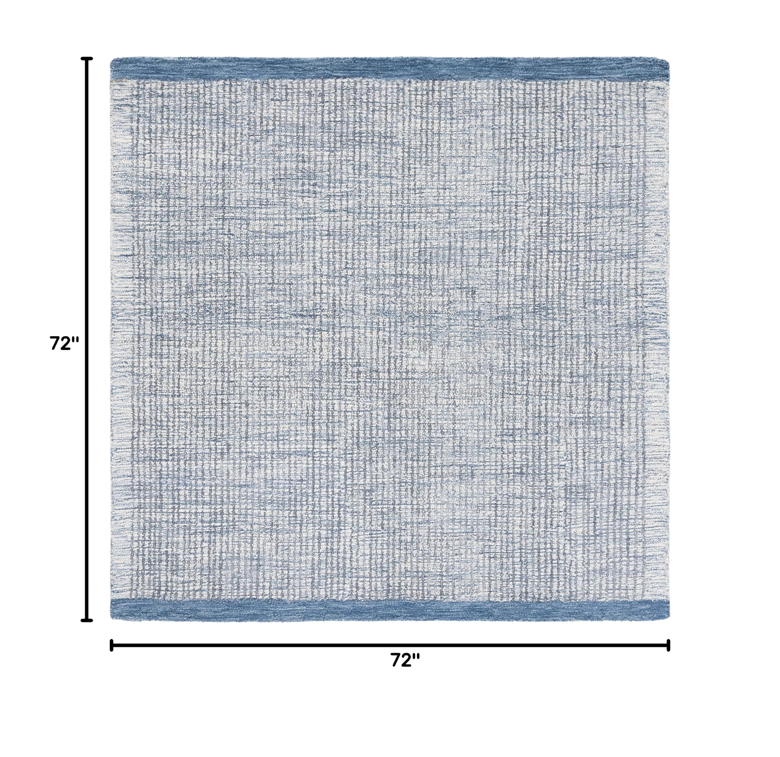 SAFAVIEH Metro Collection 6'x6' Square Ivory Blue Wool Area Rug - Handmade Premium Living Room, Dining Room & Bedroom Rug for Cozy Home Decor