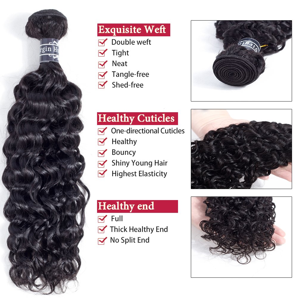 Amella Hair 8A Grade Brazilian Curly Human Hair Bundles with Closure | Virgin Unprocessed Weave | 16