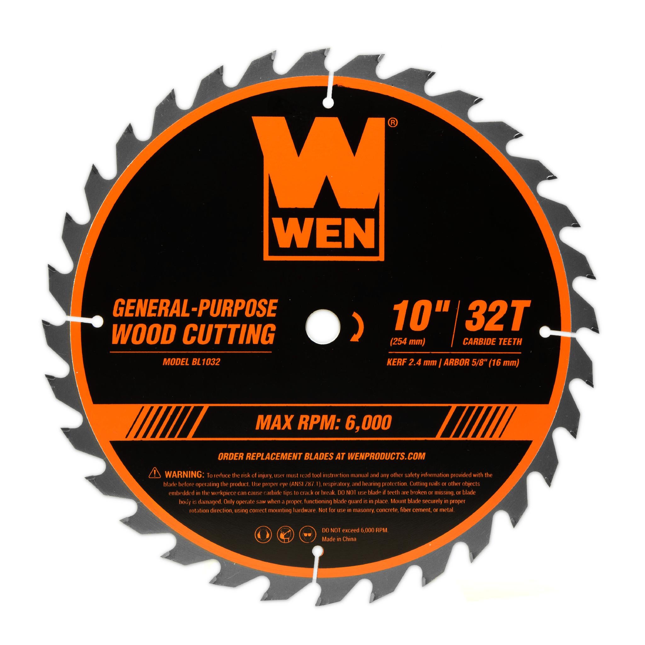 WEN BL1032 10-Inch 32T & 60T Carbide-Tipped Woodworking Saw Blade Set (2-Pack) - Perfect for Table Saws, Miter Saws & Circular Saws