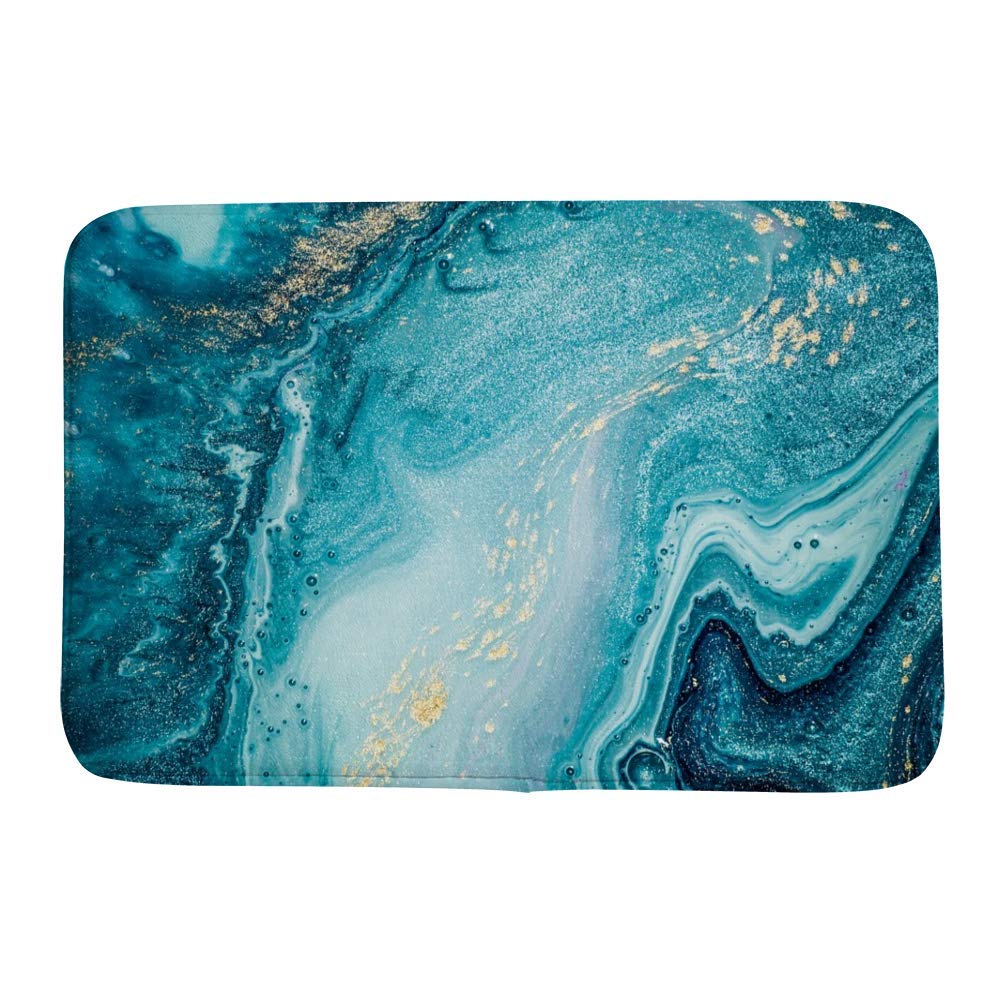 Non-Slip Bath Rug - Ocean Art Luxury Bath Mat, Super Absorbent Microfiber Velvet Shower Rug, Soft Bathroom Floor Carpet (24x16 Inch) for Bathroom, Shower & Entryway Decor