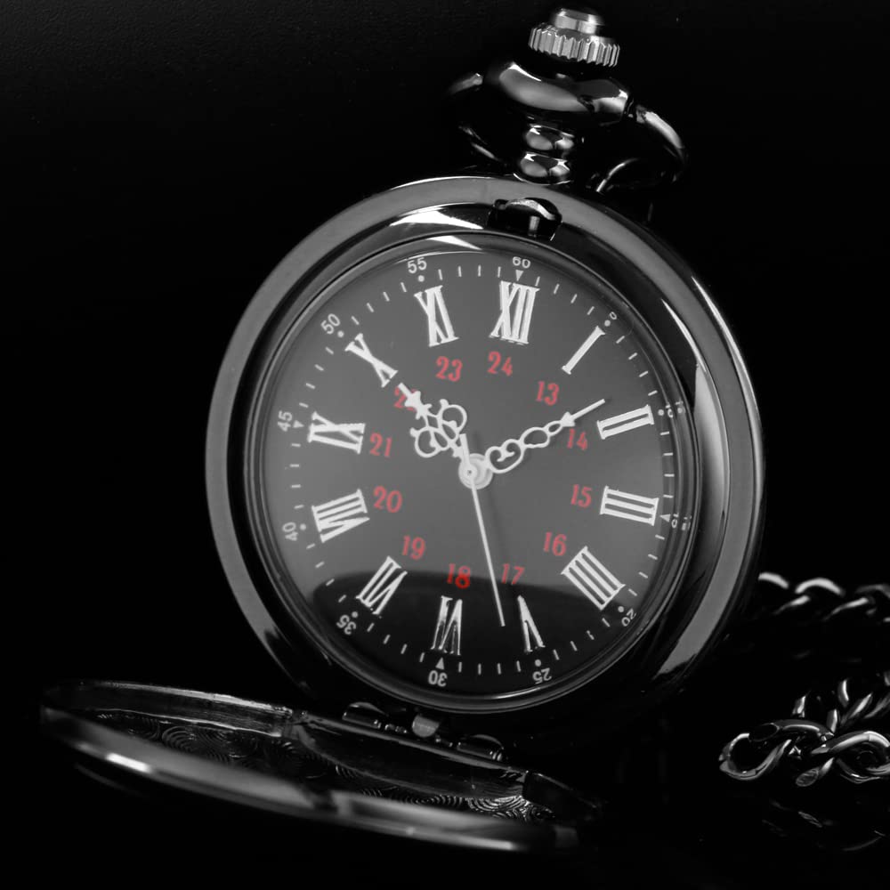 Customizable Smooth Pocket Watch for Men - Personalized Engraved Pocket Watch with Chain - Unique Father's Day Gift for Dad, Husband & Grandfather - Perfect for Weddings, Anniversaries & Special Occasions