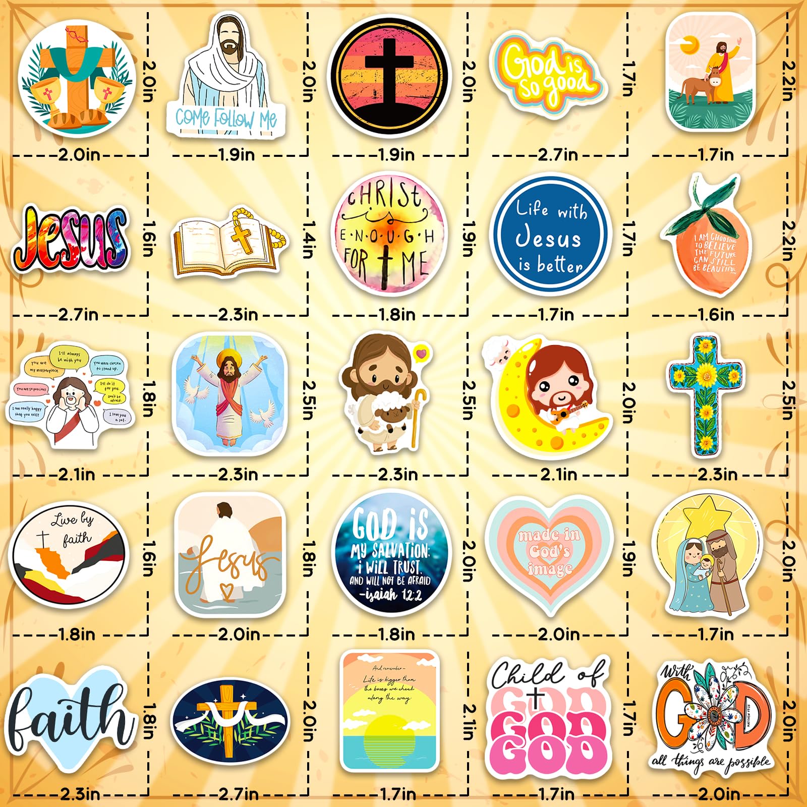 200PCS Jesus Christian Stickers - Religious Bible Verse Vinyl Decals for Kids, Water Bottles, Laptop - Inspirational Faith & Wisdom Words Stickers - Perfect for Sunday School, Bible Study & Christian Gifts