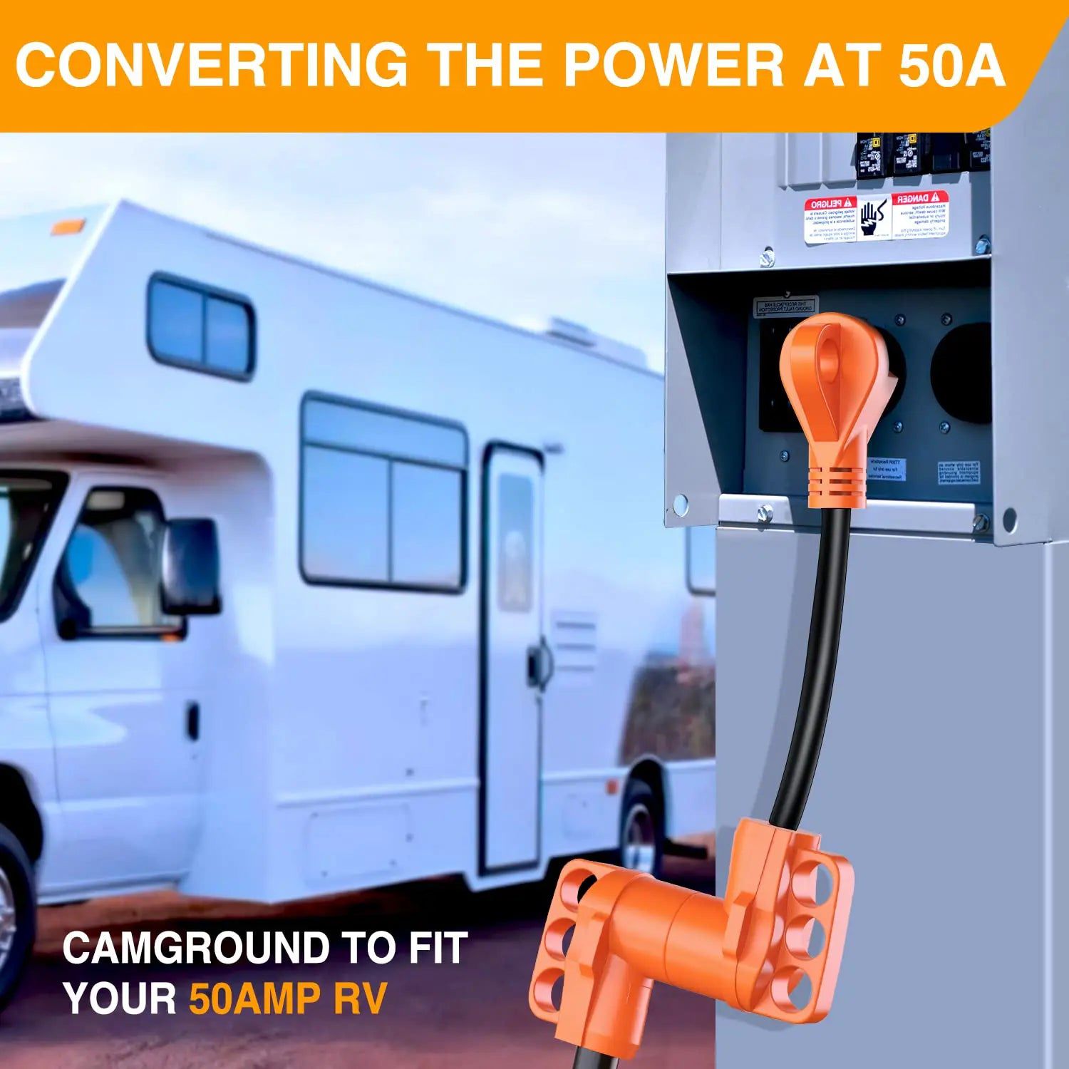 30Amp to 50Amp RV Power Adapter Converter - Heavy Duty Electrical Plug for Campers, Trailers & Motorhomes - Perfect for RV Parks & Outdoor Camping