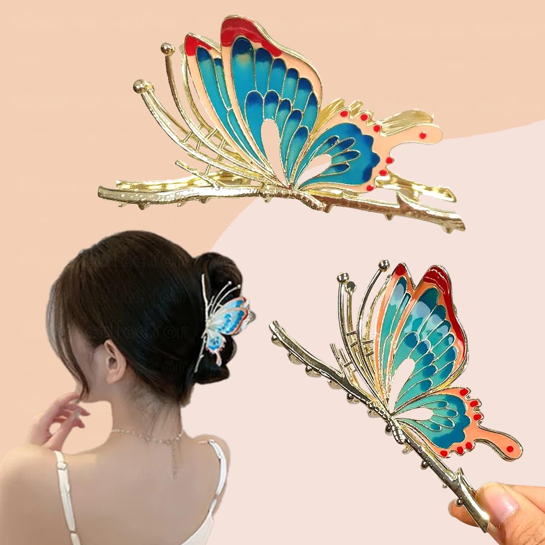 Myra Collection 1PC Trendy Butterfly Metal Hair Claw Clip - Elegant Hair Accessories for Women & Girls - Perfect for Parties, Weddings & Everyday Styling
