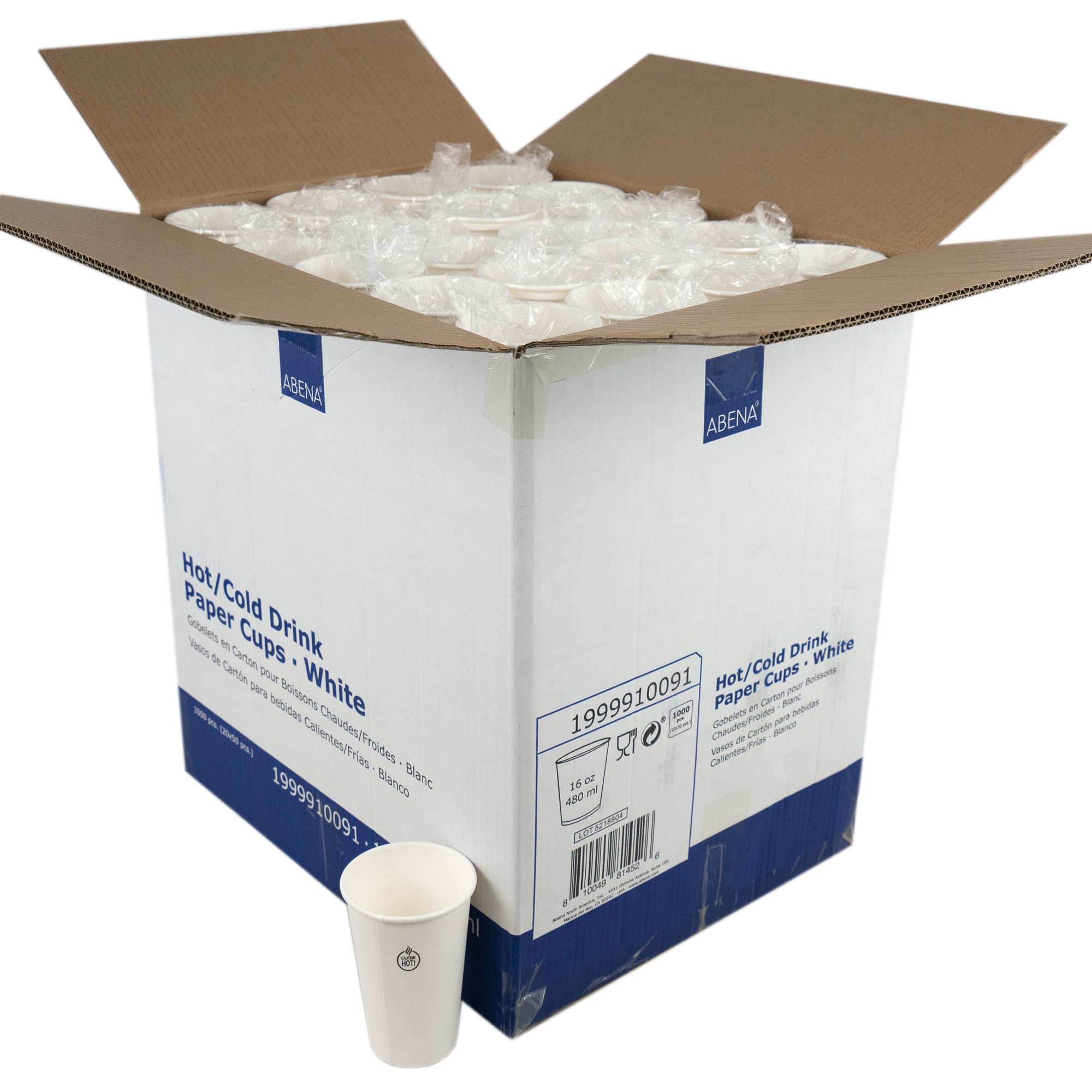 Abena Disposable Paper Coffee Cups 8oz 12oz 16oz - 1000 Pack Bulk Hot & Cold Drink Cups for Coffee Tea Party Office Restaurant Use