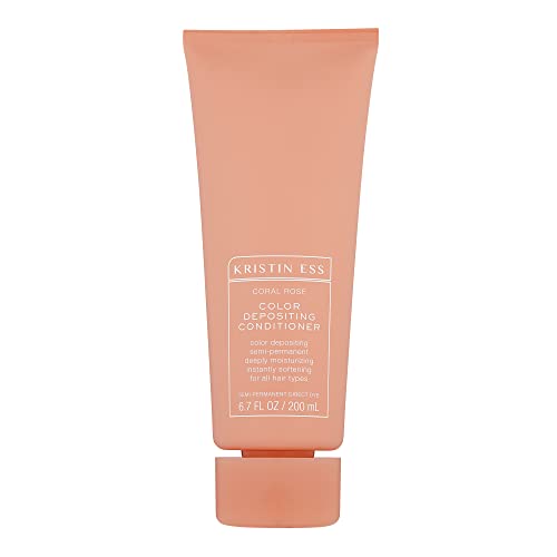 Kristin Ess Color Depositing Conditioner - Coral Rose Toning Hair Mask (6.7oz) for Brunettes & Blondes | Sulfate-Free, Vegan Hair Care for Color-Treated & Dry Hair | At-Home Salon Treatment for Vibrant, Shiny Locks