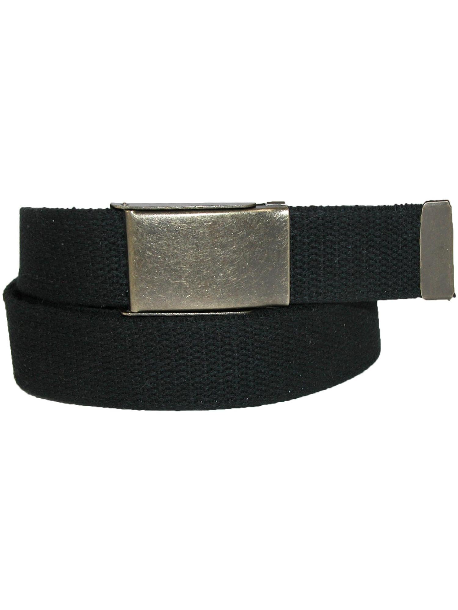 CTM® Men's Big & Tall Fabric Belt with Brass Flip Top Buckle - Adjustable Waistband for Casual & Formal Wear - Perfect for Office, Travel & Everyday Use
