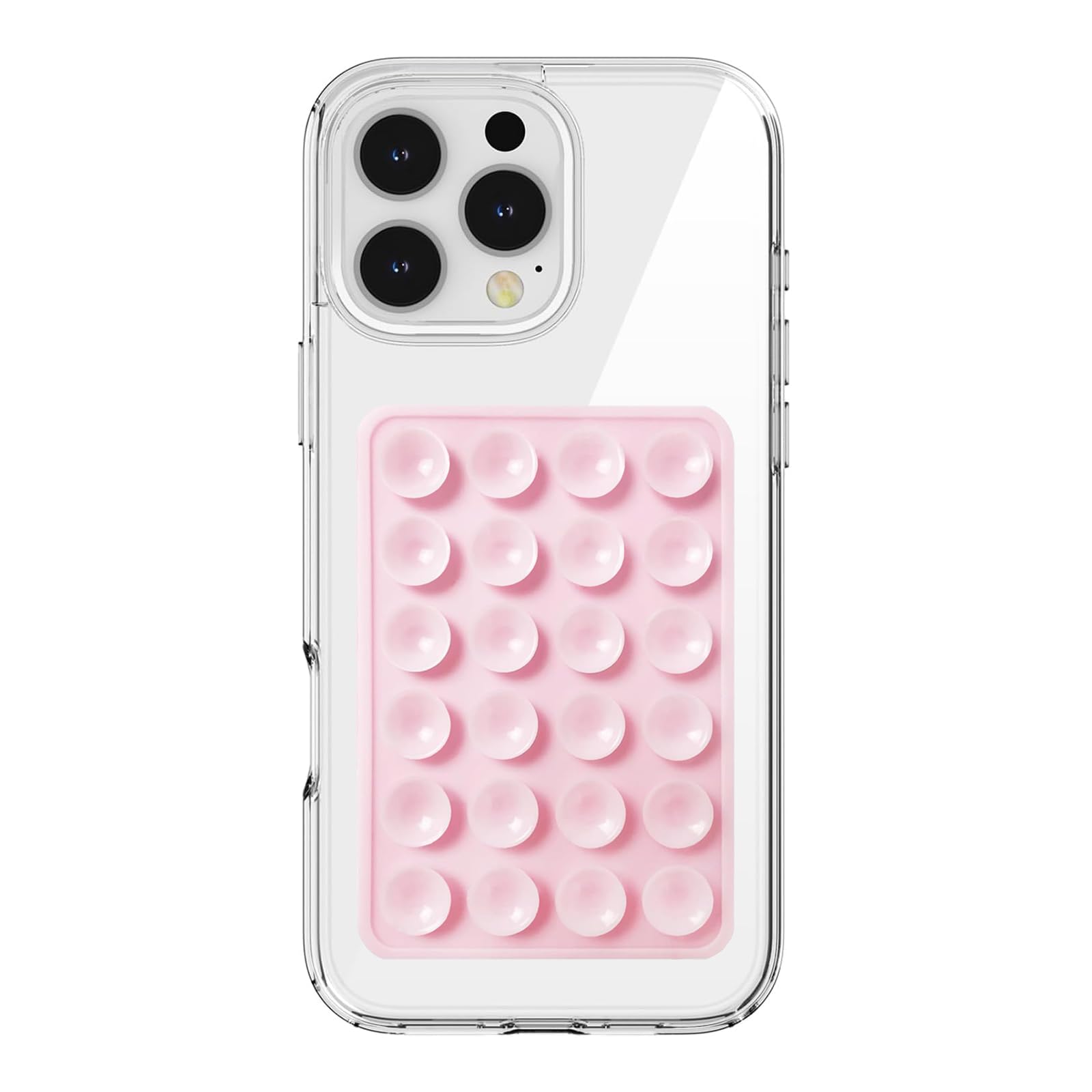PKYAA Silicone Suction Phone Case Mount - Universal Adhesive Phone Holder for iPhone, Samsung, Pixel - Hands-Free Shower Mirror Mount for Selfies, TikTok Videos, Cooking & Driving (Light Pink)