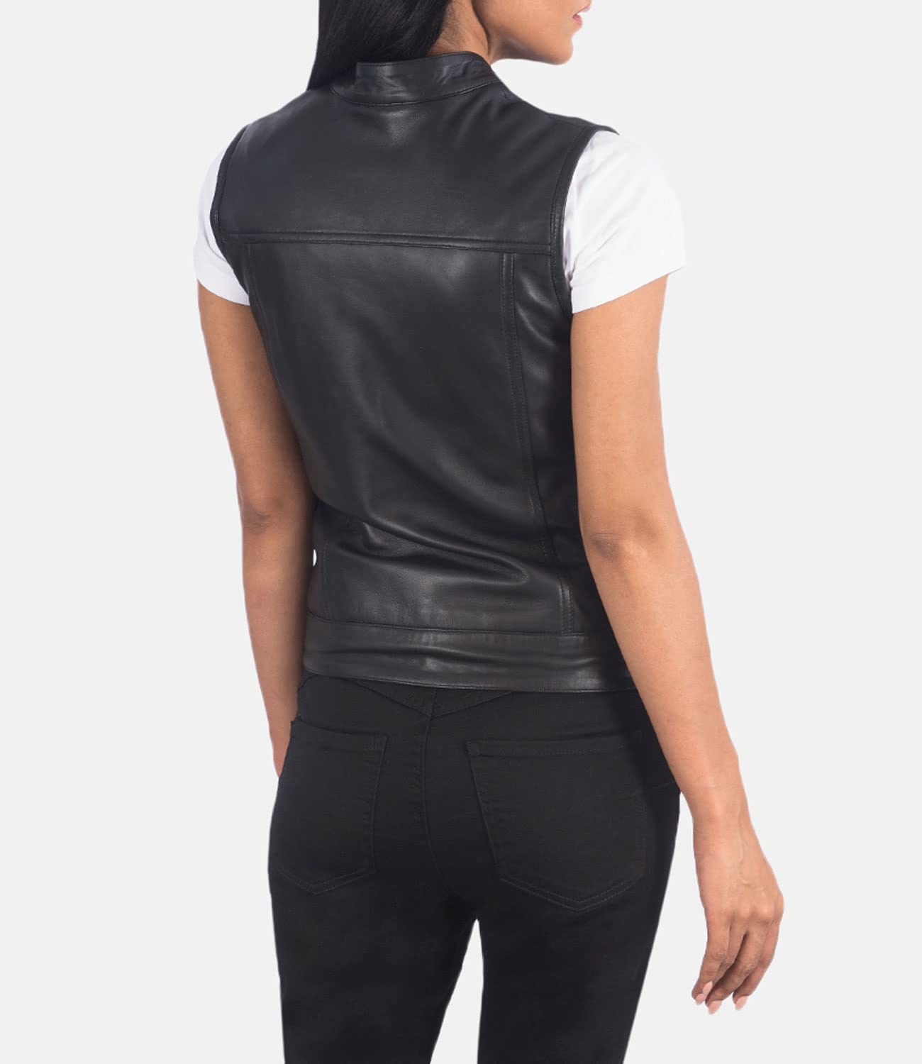 Rayne Women's Black & Brown Leather Moto Vest - Genuine Sheepskin Biker Vest for Women | Perfect for Motorcycle Riding, Casual Outfits & Fashion Layering