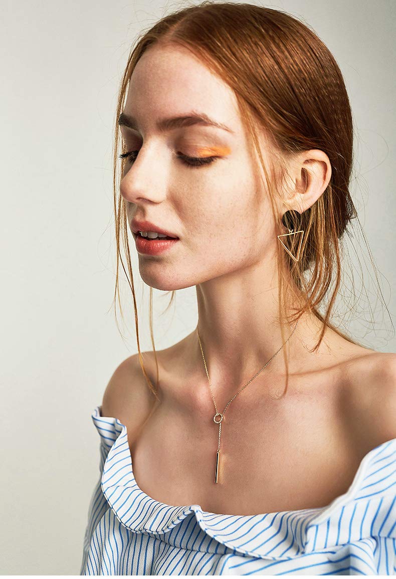 Elegant Silver & Gold Y-Shaped Lariat Necklace for Women - Dainty Bar Necklace Jewelry Gift for Wife, Girlfriend, or Mom - Perfect for Weddings, Parties & Everyday Wear (Bar-Gold Set)