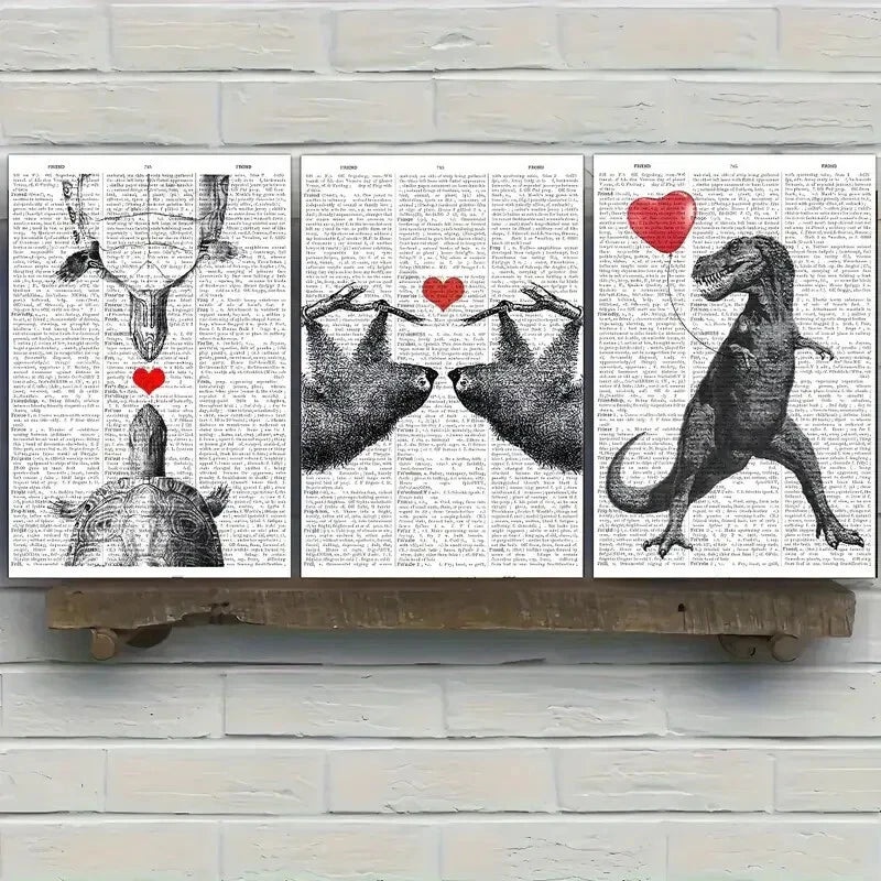 3-Piece Metal Wall Art Set - Sea Turtle, Sloth & T-Rex Dinosaur - Ready to Hang Home Decor for Living Room, Bedroom or Office