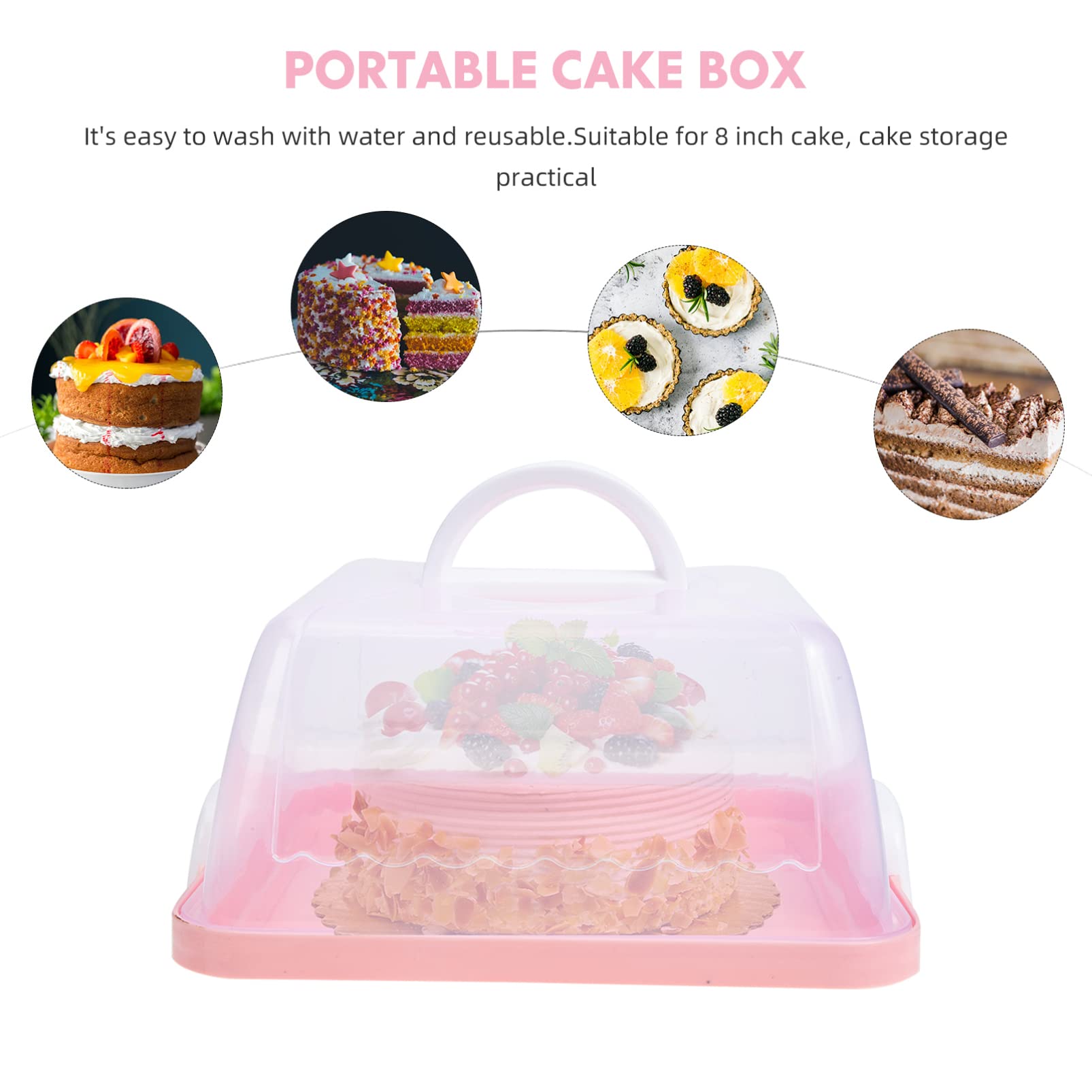 LIFKOME Square Cake Carrier with Handle - Locking Macaron Storage Container, Stand Cake Box for Pies, Cupcakes & Desserts - Perfect for Parties, Baking, and Transporting Treats