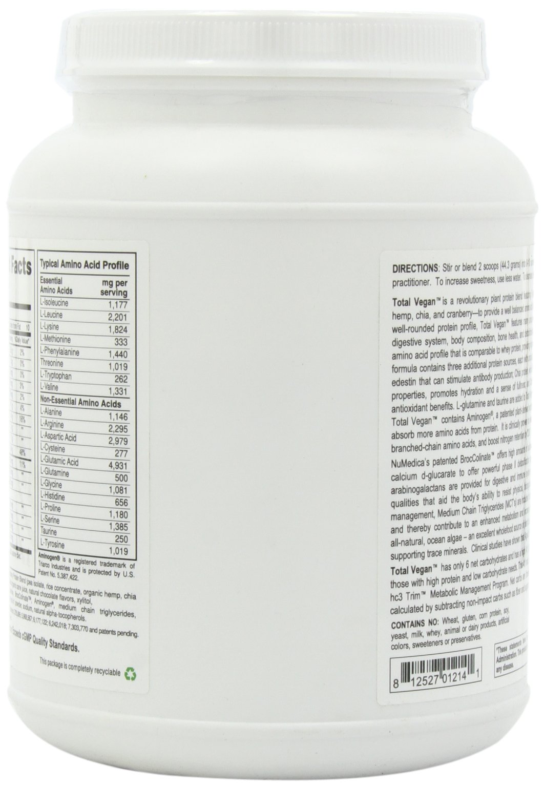 NuMedica Total Vegan Chocolate Delight Protein Powder - 21.86 oz (14 Servings) | Plant-Based Nutrition for Smoothies, Baking & Post-Workout Recovery