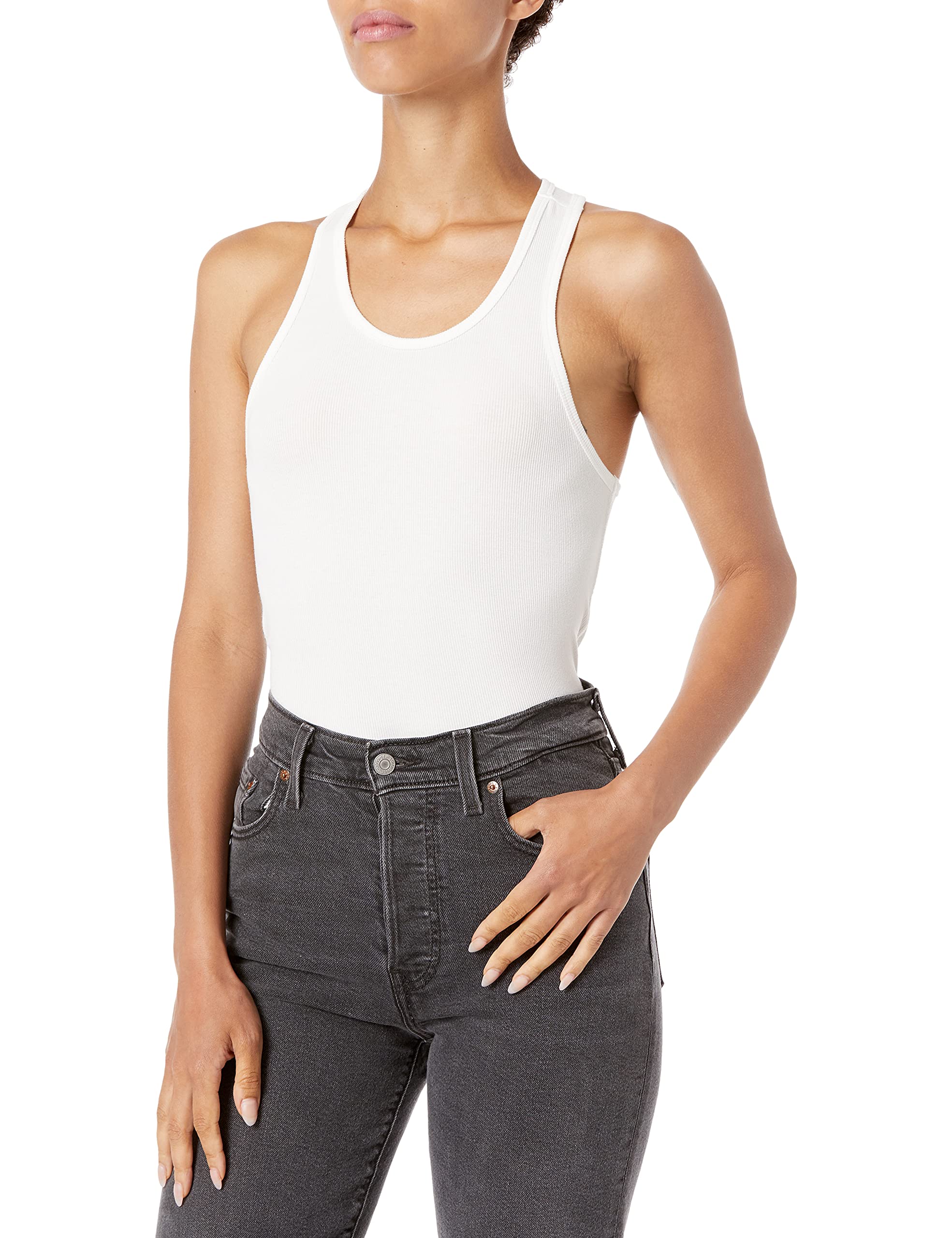 Joe's Jeans Women's Lolly Ribbed Tank Top - Slim Fit Stretch Cotton Camisole for Casual Wear & Layering