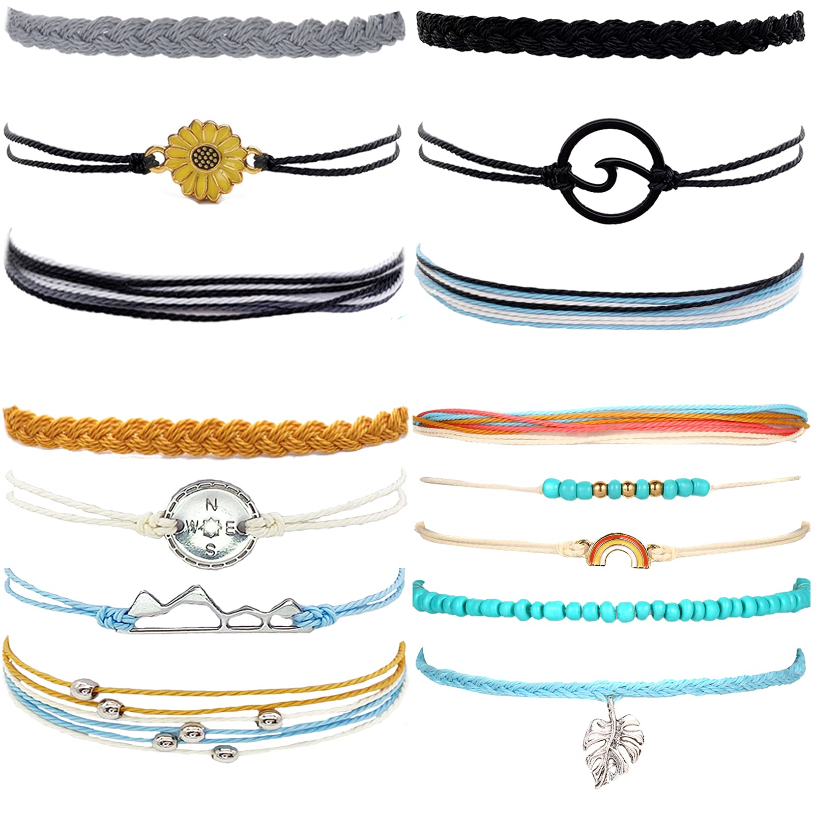 Trendy Adjustable Handmade Braided Friendship Bracelets for Women - Cute Surfer Beach Wave Ankle Bracelets, Perfect Gifts for Stocking Stuffers & Boho Fashion Accessories - Ideal for Beach Parties, Music Festivals & Everyday Wear