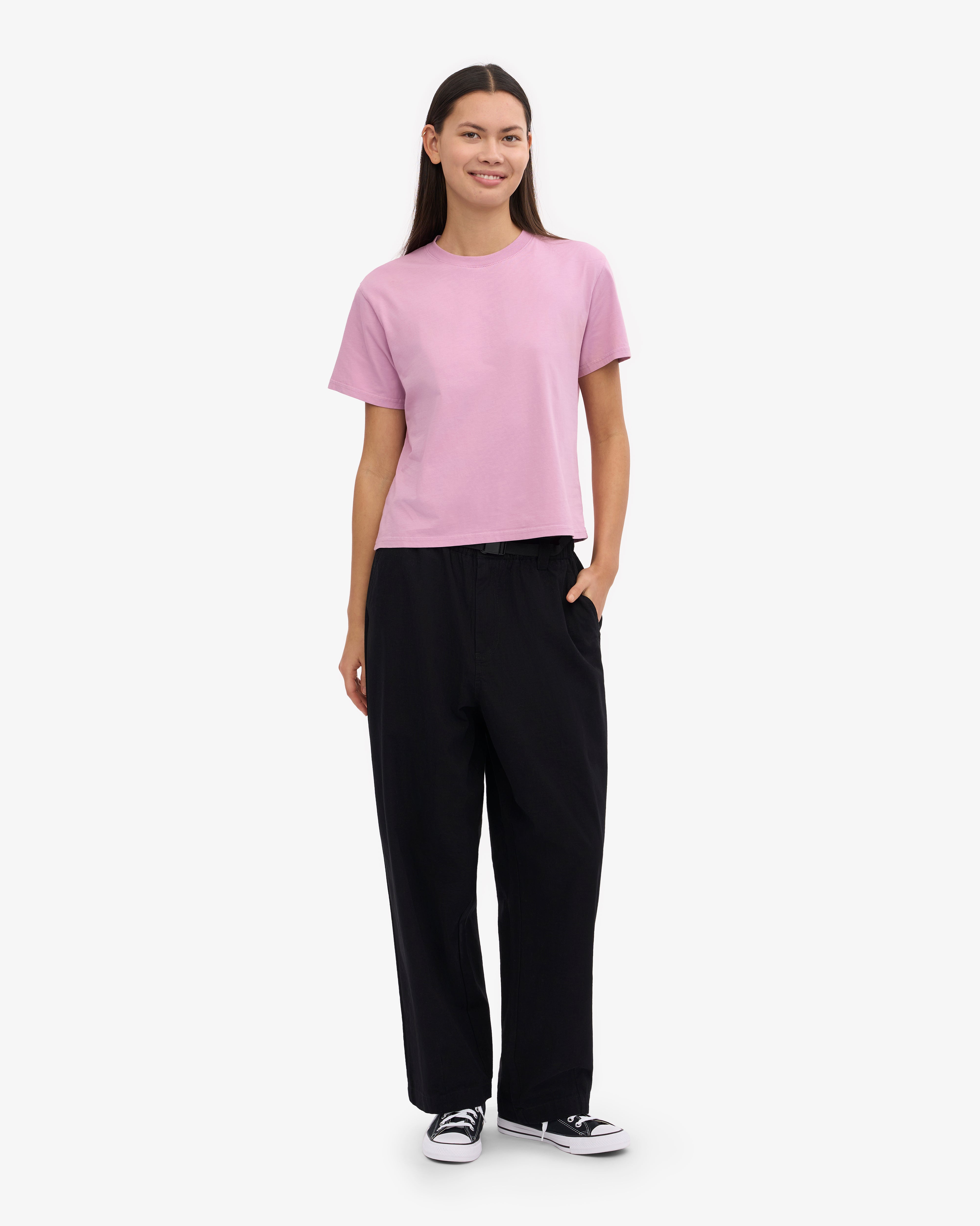 Organic Boxy Crop Tee - Soft Cotton Women's T-Shirt in Cherry Blossom Pink | Casual Streetwear, Spring Outfits & Festival Fashion