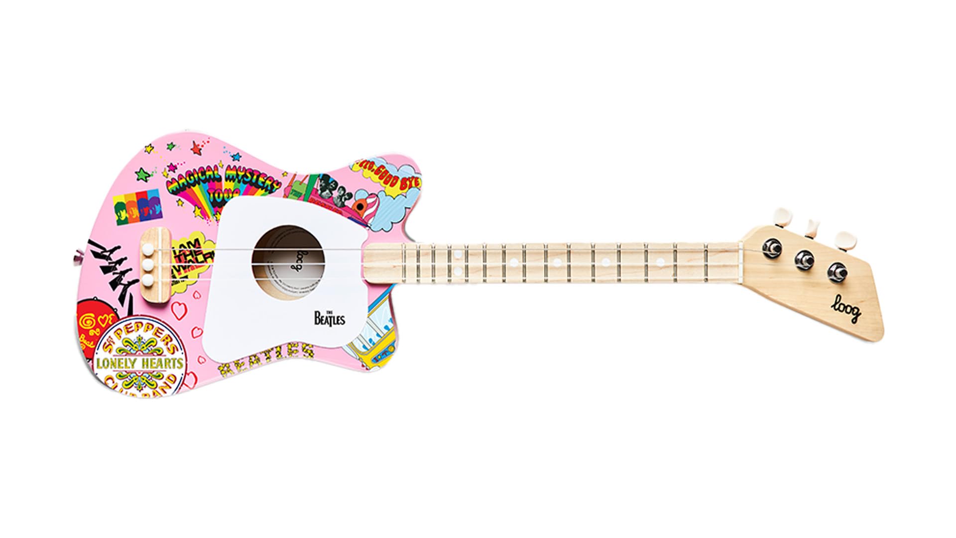 Loog Mini Acoustic Guitar for Kids Ages 3+ | Beatles Inspired | Perfect First Guitar for Toddlers & Children | Great for Birthday Gifts & Music Learning
