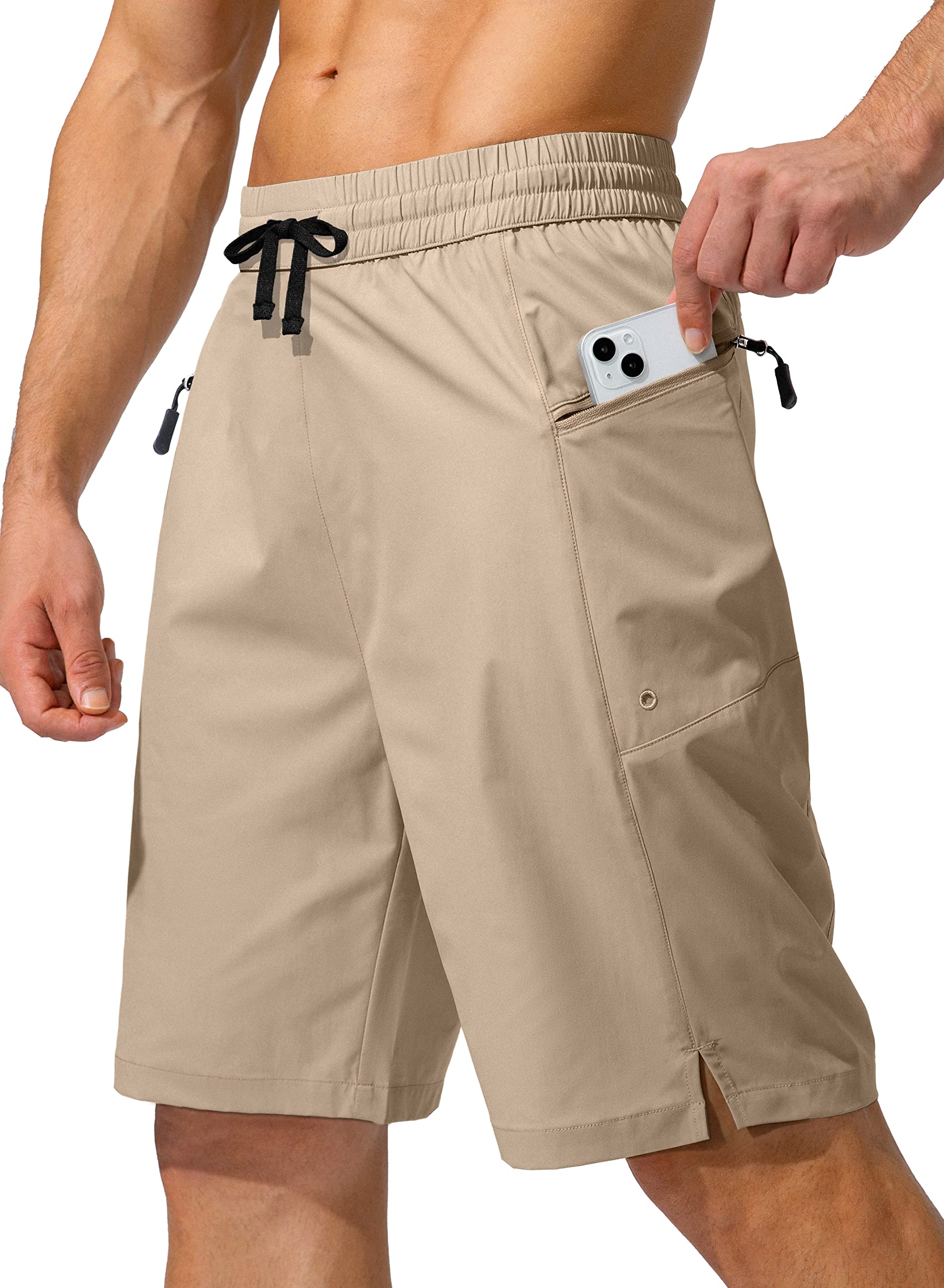 **Men's Quick Dry Swim Trunks with Zipper Pockets - Lightweight Board Shorts for Beach, Pool & Water Sports - No Mesh Liner**