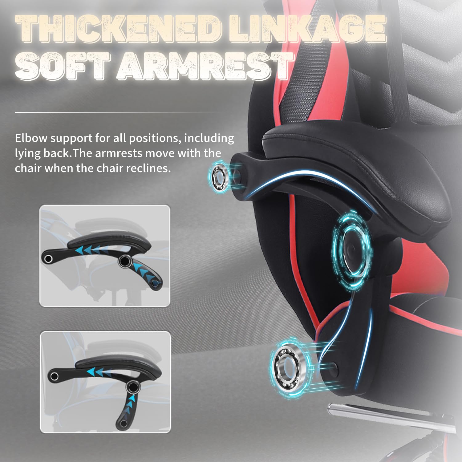 Vonesse Ergonomic Gaming Chair for Adults - High Back Computer Chair with Adjustable Lumbar Support, Footrest & Massage - Big and Tall Reclining Gamer Chair (Red/Black) - Perfect for PC Gaming, Office Work & Home Entertainment