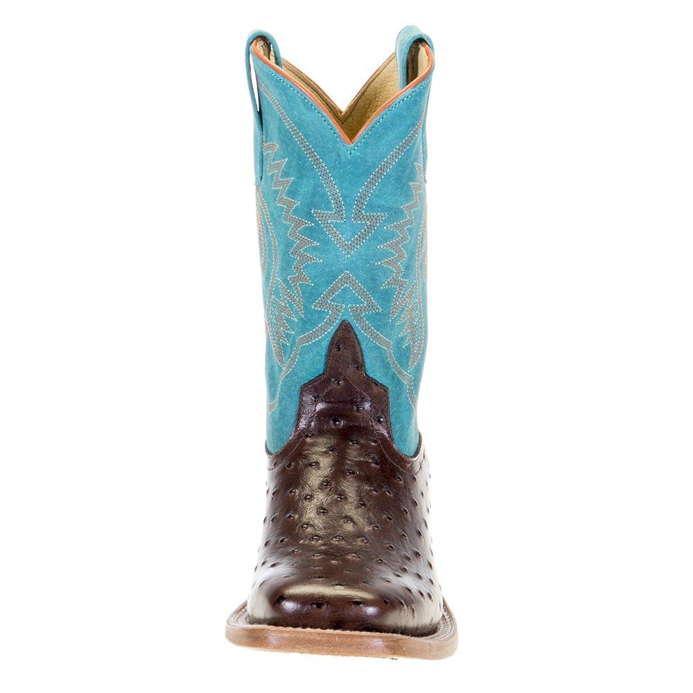 Kids Cowboy Boots for Boys - Turquoise & Chocolate Top Horse Power Impostrich Collection | Western Style Boots for Riding, Parties & Outdoor Adventures
