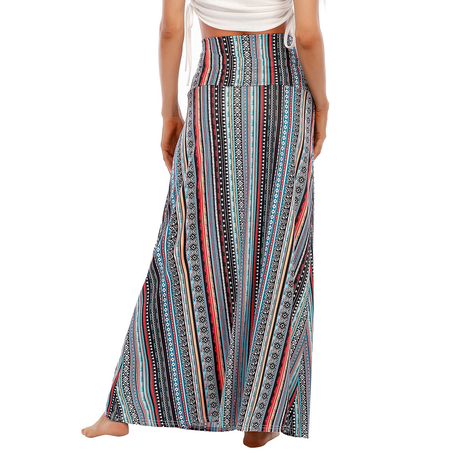 Zando Women's Long High Waisted Maxi Skirt - Trendy Stretchy Flared Flower Skirt for Casual Wear, Workout & Office | Perfect for Summer Outfits, Beach Vacations & Date Nights
