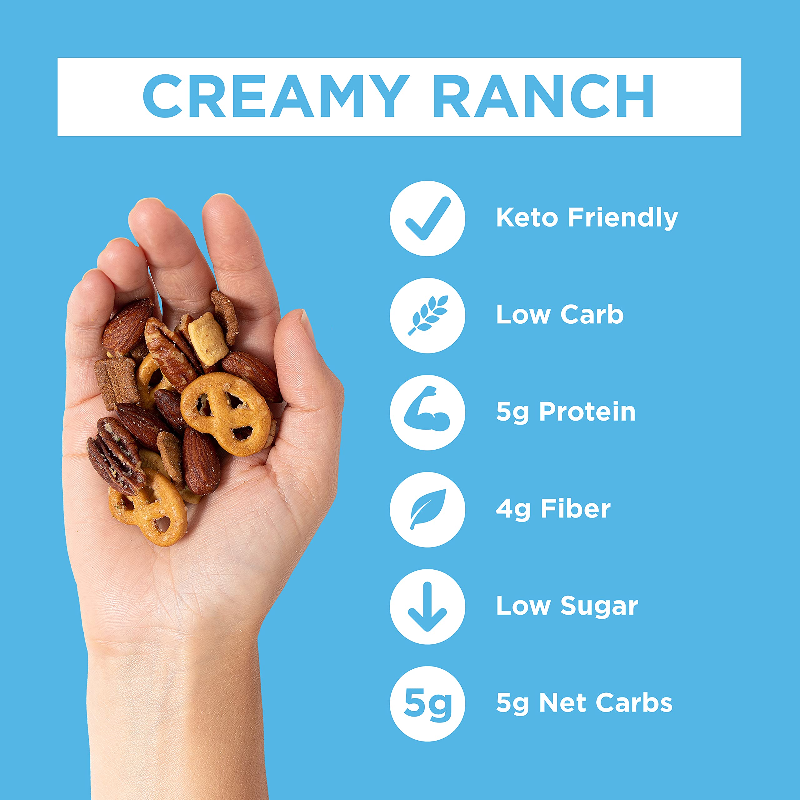 Catalina Crunch Mix Creamy Ranch Keto Snack Mix - Low Carb, High Protein, Gluten Free | Keto Friendly Snacks for Weight Loss & Healthy Lifestyle | Perfect for Office, Travel & Movie Nights (6oz Pack of 3)