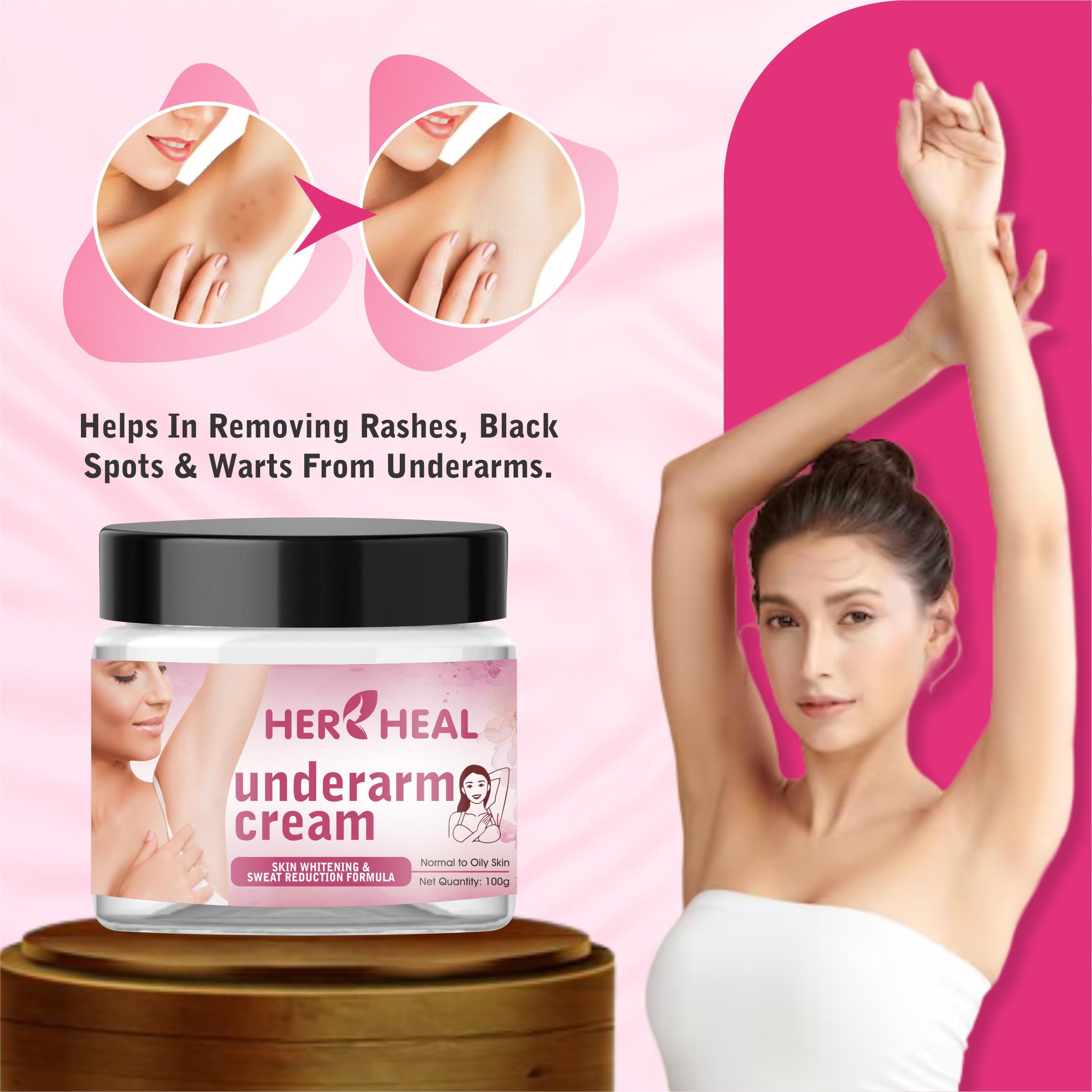 Best Underarm Whitening Cream for Women & Men - 50gm Brightening & Lightening Treatment for Dark Armpits - Pack of 1 | Daily Skin Care for Smooth & Even Tone