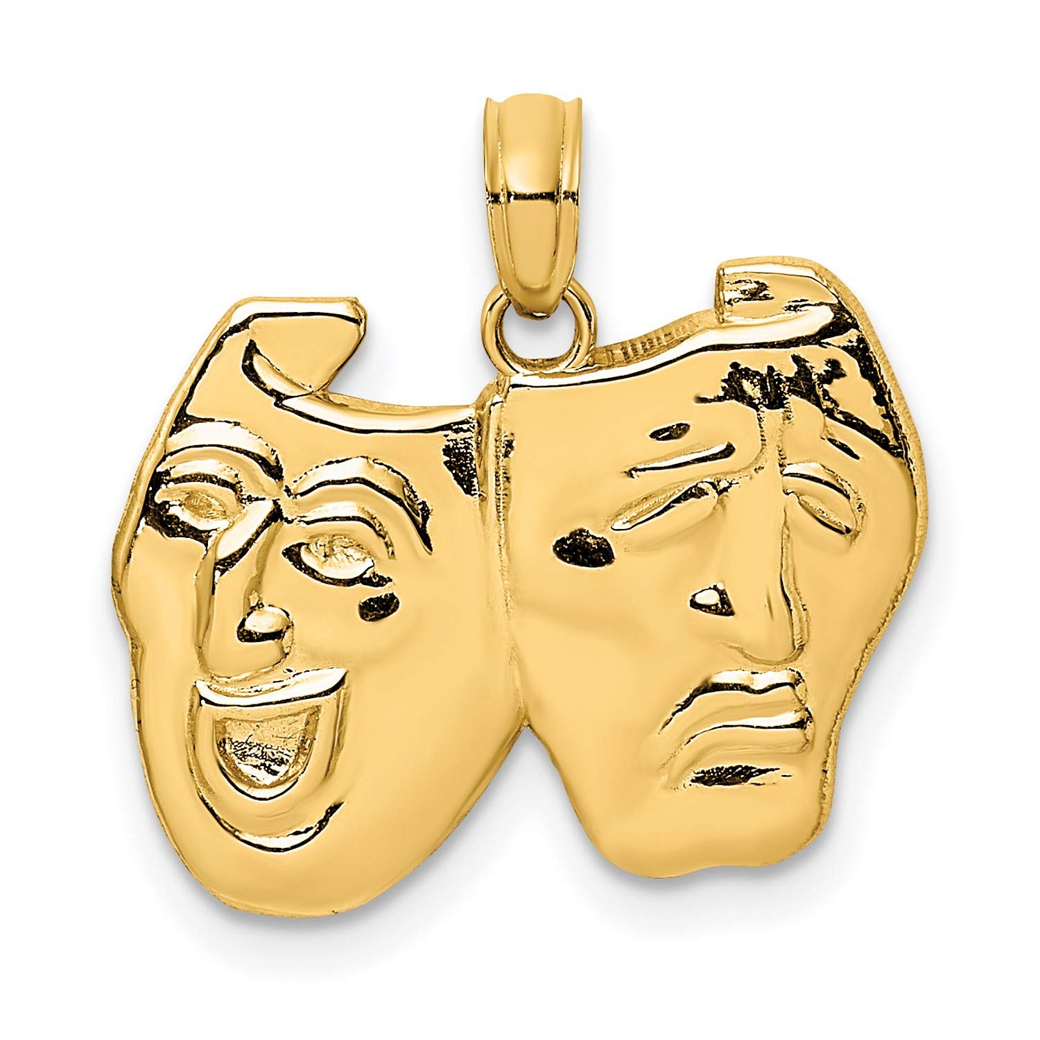 14k Yellow Gold Comedy and Tragedy Charm (14mm x 19mm) - Perfect for Theater Lovers, Jewelry Gifts, and Drama Costume Accessories