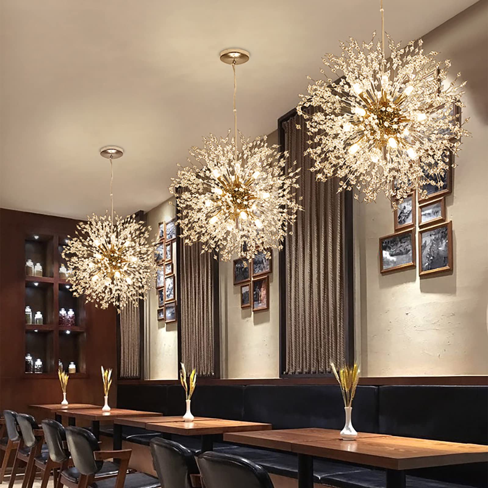 Luxury Crystal Chandeliers - Modern Dandelion Sputnik Chandelier Gold Ceiling Light Fixture with 16 Lights for Dining Room, Kitchen, Living Room, Restaurant - Elegant Lighting for Home Decor & Commercial Spaces