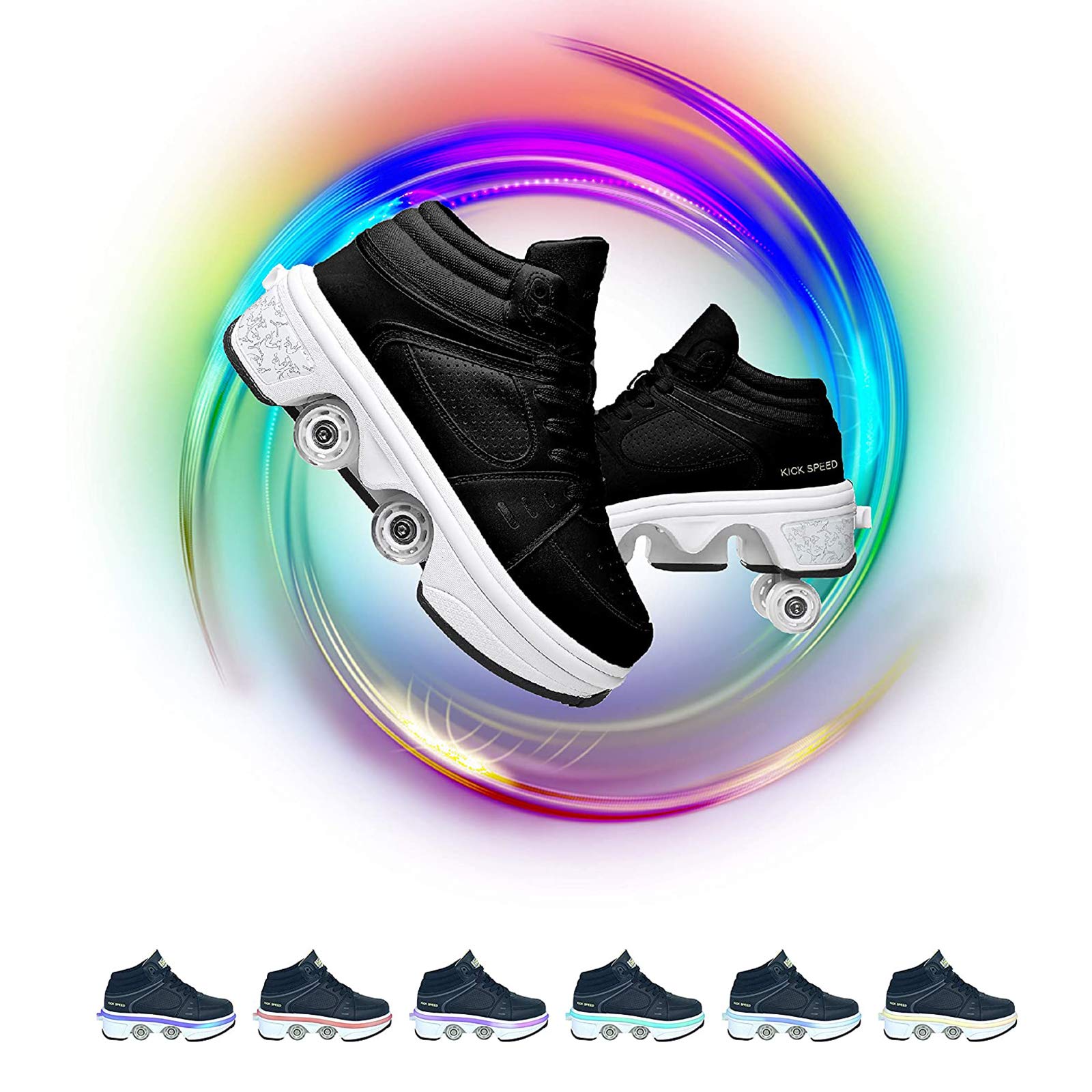 MLyzhe Deformation Roller Shoes for Men & Women - Automatic Walking Skates with Double-Row Deform Wheels - Invisible Pulley Skating Shoes for Adults & Kids | Perfect for Commuting, Fitness & Outdoor Fun