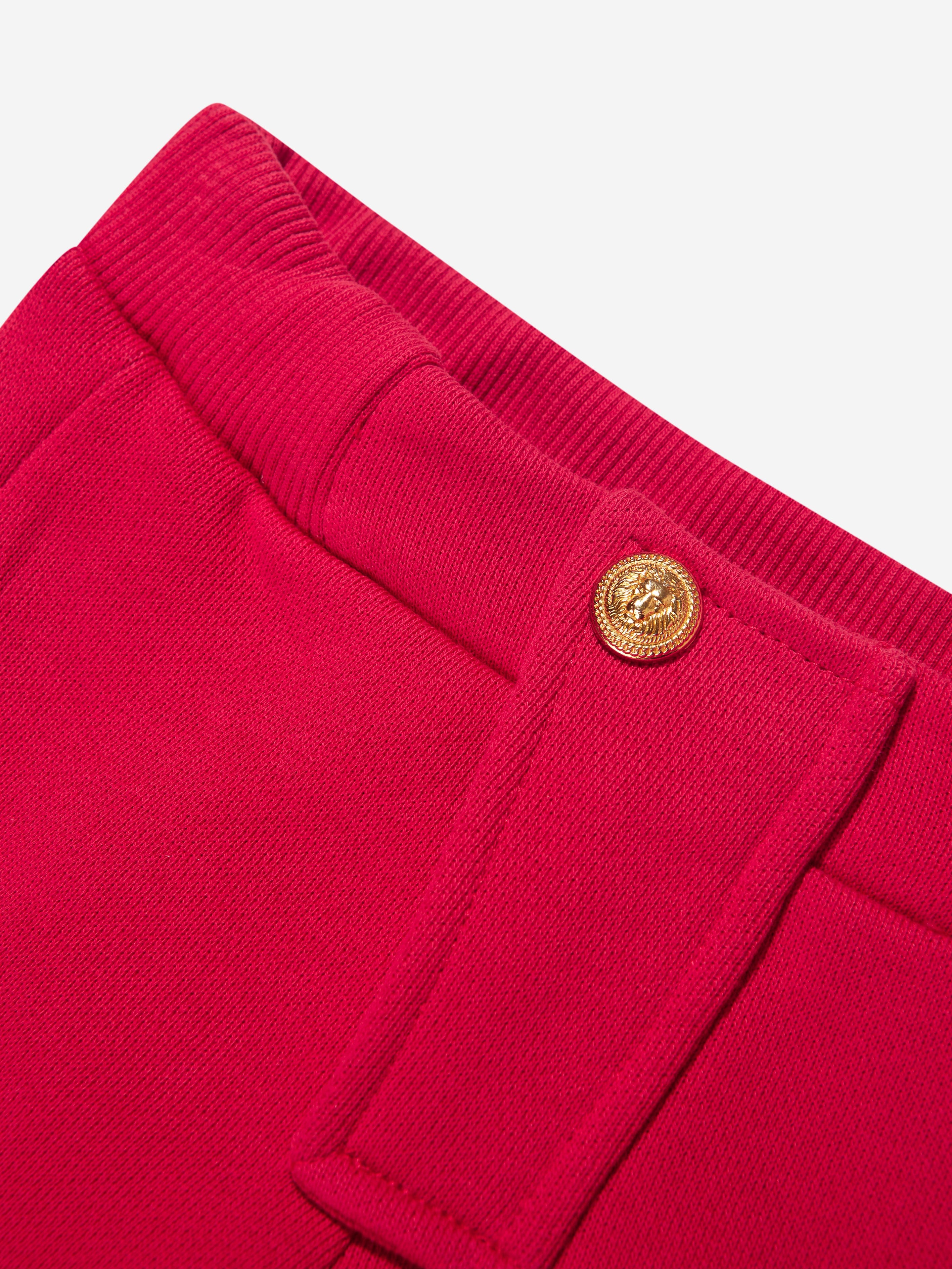 Balmain Baby Boys Logo Joggers - Red Cotton Jogger Pants with Embroidered Logo | Perfect for Casual Wear, Playdates & Stylish Outfits