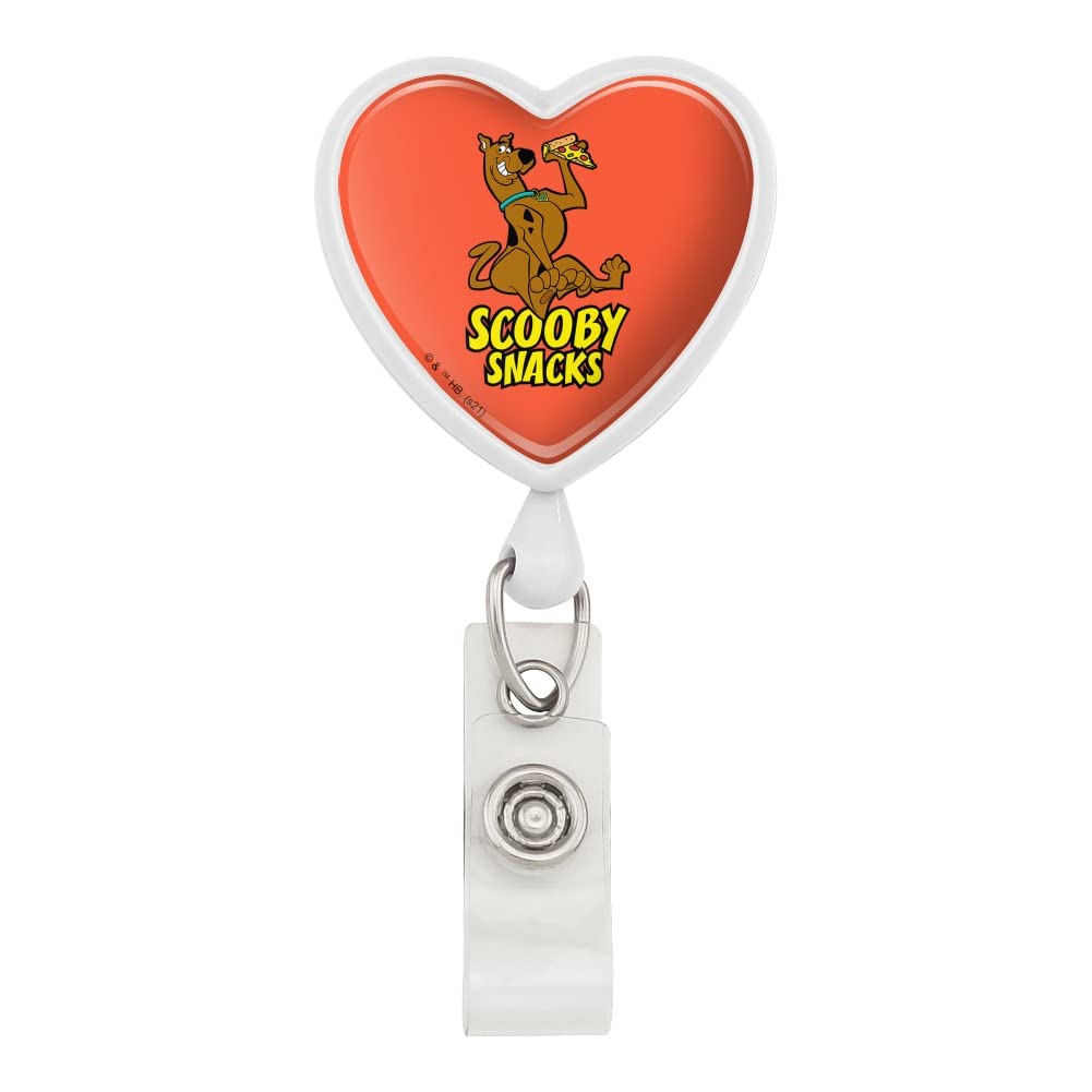 Scooby Snacks Heart Lanyard Retractable Reel Badge Holder - ID Card Holder for Work, School, Events & Conventions - Fun Cartoon Accessory for Teachers, Nurses, Office Staff & Fans