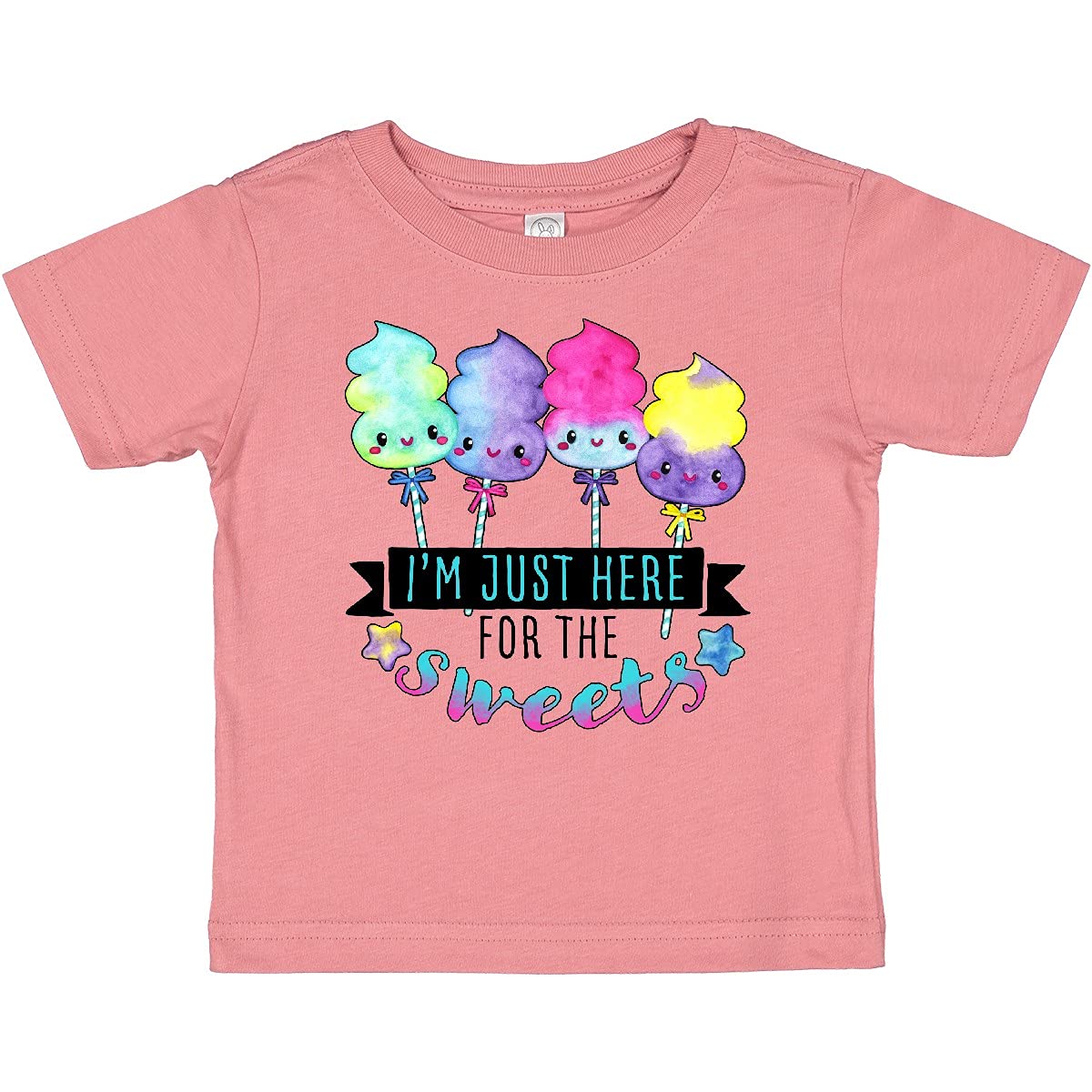 Inktastic 'I'm Just Here for The Sweets' Spun Sugar Candy Baby T-Shirt - Cute & Comfortable Cotton Tee for Toddlers, Birthday Gifts & Family Matching Outfits
