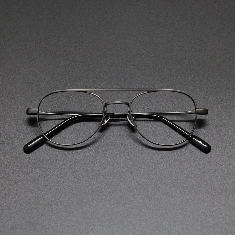 Aimee Unisex Full Rim Oval Double Bridge Titanium Eyeglasses 8040 - Lightweight Durable Frame for Reading, Work & Fashion (Silver/Gold/Black) - Perfect for Office, School & Everyday Wear
