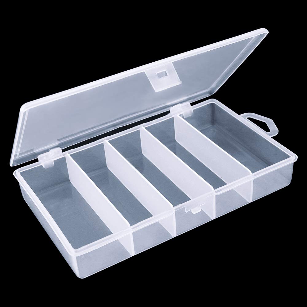 3 Pack Clear Plastic Fishing Tackle Box - 5 Compartment Organizer for Hooks, Lures & Baits - 7x4.3x1.2 Inch Waterproof Storage - Perfect for Fishing Trips & Outdoor Adventures