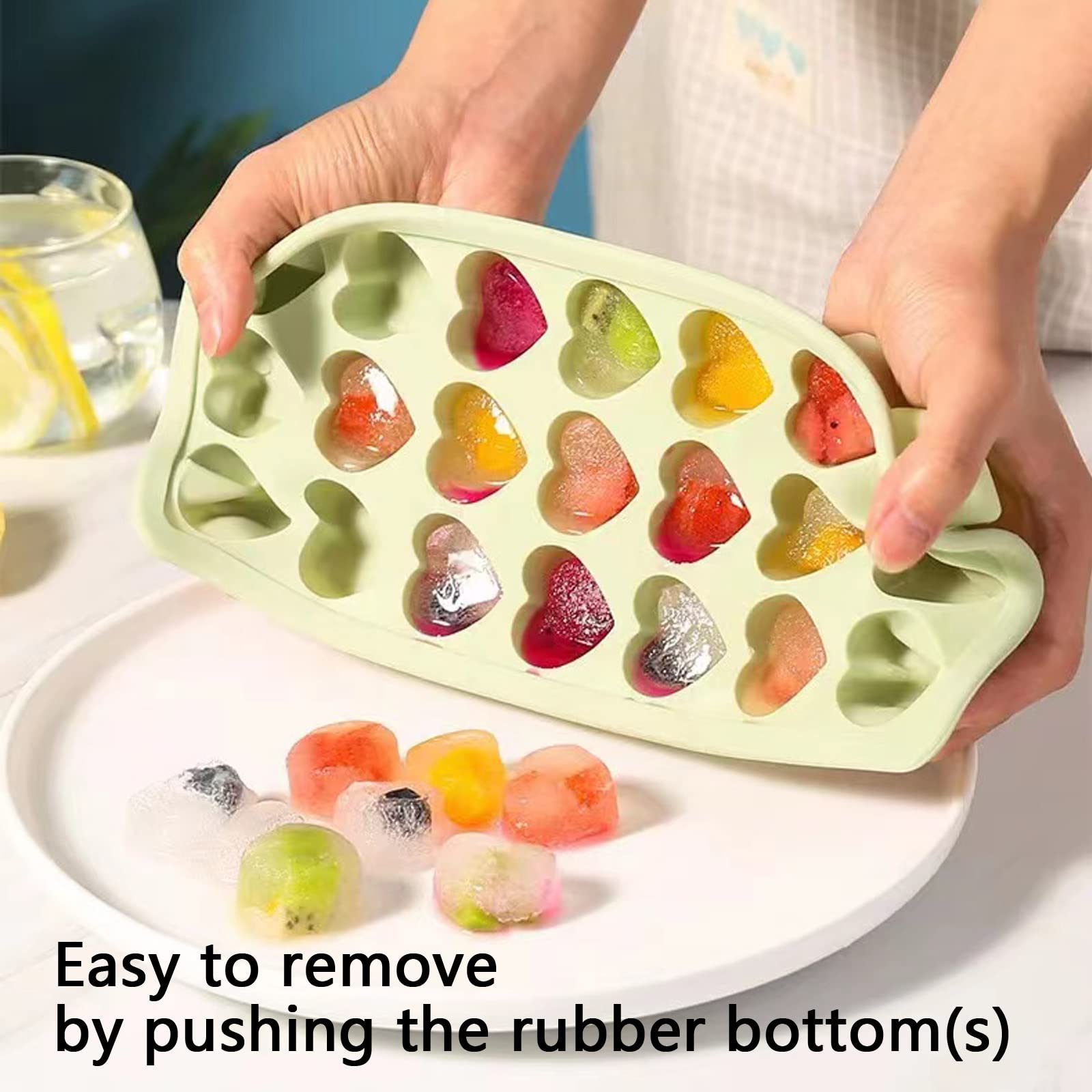 Heart Shaped Ice Cube Tray with Lid - 21 Holes, BPA Free Silicone for Cocktails & Drinks