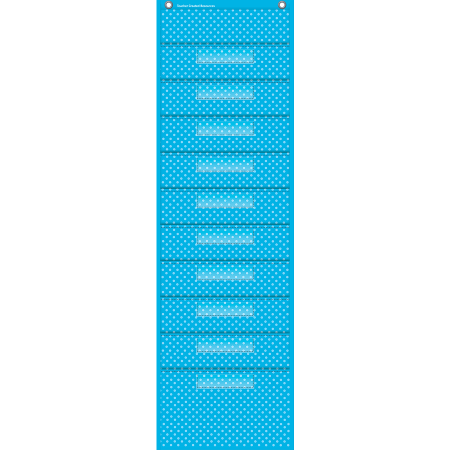 Aqua Polka Dots 10-Pocket File Storage Organizer Chart - Perfect for Classroom, Office & Home Organization