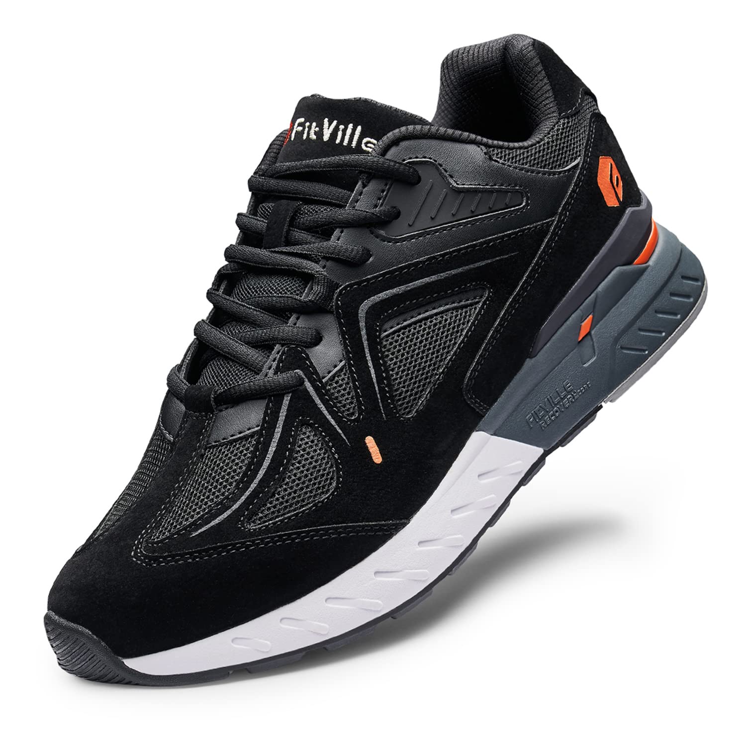 FitVille Men's Extra Wide Walking Sneakers for Flat Feet - Arch Support & Heel Pain Relief - Rebound Core Technology - Comfortable Shoes for Walking, Standing & Work