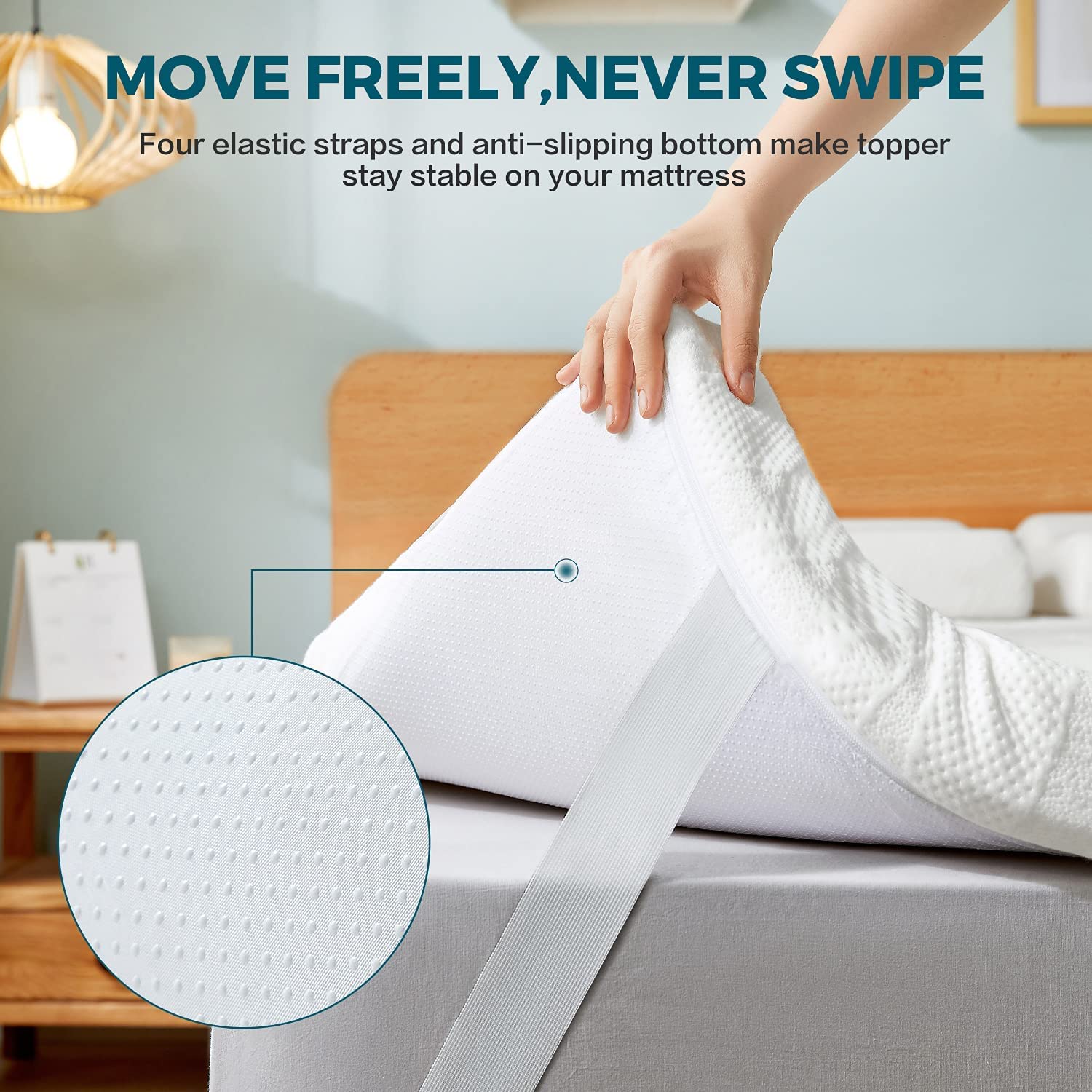 LINSY HOME 3 Inch Memory Foam Mattress Topper Queen Size - CertiPUR-US Certified Cooling Mattress Pad with Removable Cover - Perfect for Back Pain Relief & Pressure Relief - Ideal for Guest Beds, Dorm Rooms & Home Use