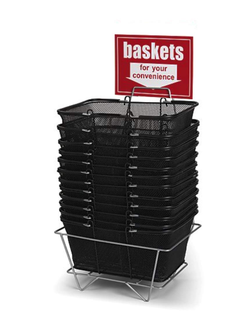 Black Metal Wire Shopping Basket Set - 12 Pack (17
