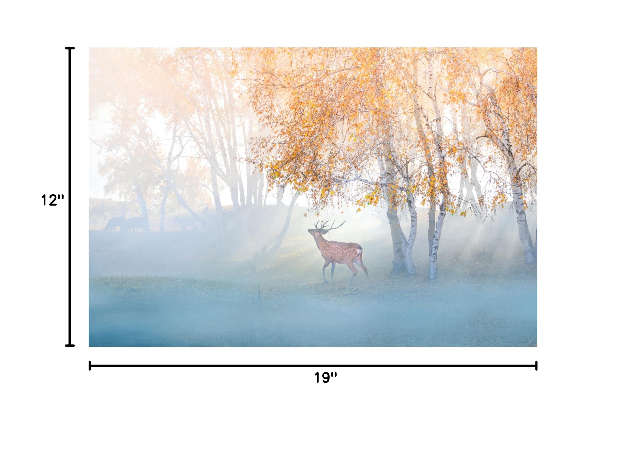 Trademark Fine Art 'Elk Lost In Mist' Canvas Wall Art by Simoon - Nature Wildlife Decor for Living Room, Bedroom & Office