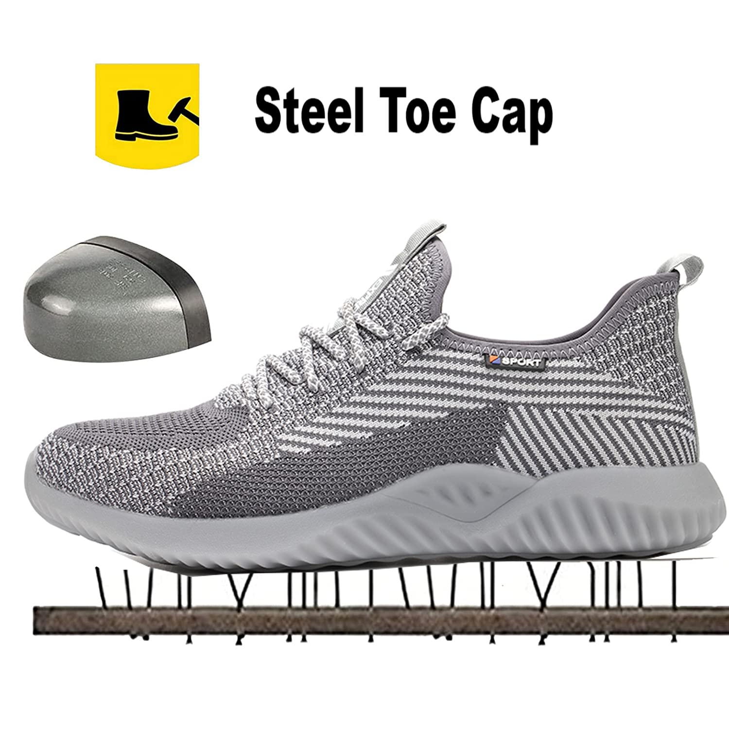 Drecage Steel Toe Safety Shoes for Men & Women - Industrial Work Boots, Construction Sneakers with Puncture Proof & Lightweight Design - Perfect for Warehouse, Factory, and Outdoor Job Sites