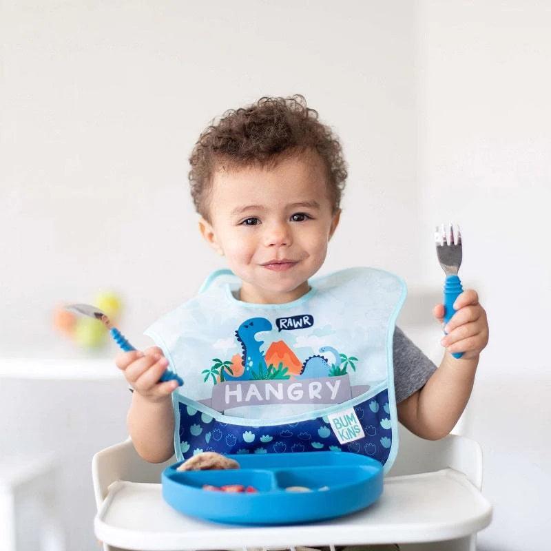 Bumkins SuperBib 3 Pack - Waterproof Baby Bibs for Messy Eaters | Soft, Adjustable & Easy Clean Feeding Bibs for Infants & Toddlers | Perfect for Meal Time, Daycare & Travel