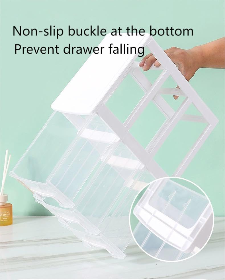 3-Drawer Plastic Storage Organizer - White Desktop Organizer for Home & Office Use