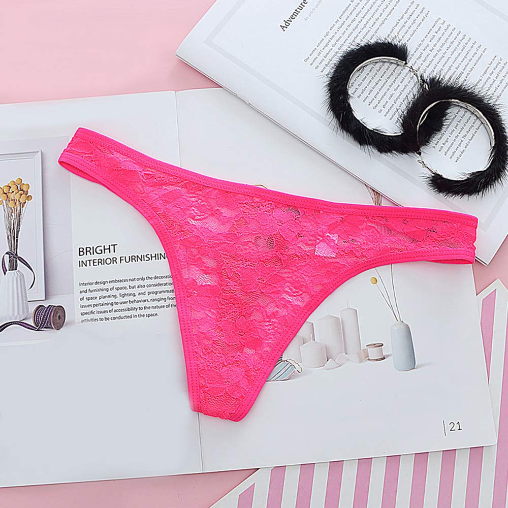 Sexy Lace G-String Thong Panties for Women - Plus Size Lingerie Set in Hot Pink - Perfect for Date Night, Bridal Shower & Sensual Occasions